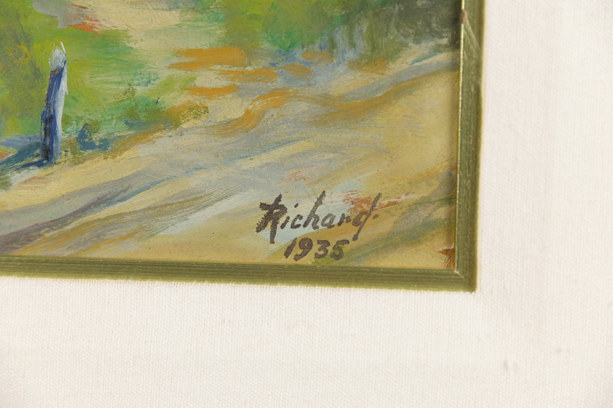 Rene Richard, "House By The River," detail view, oil on panel