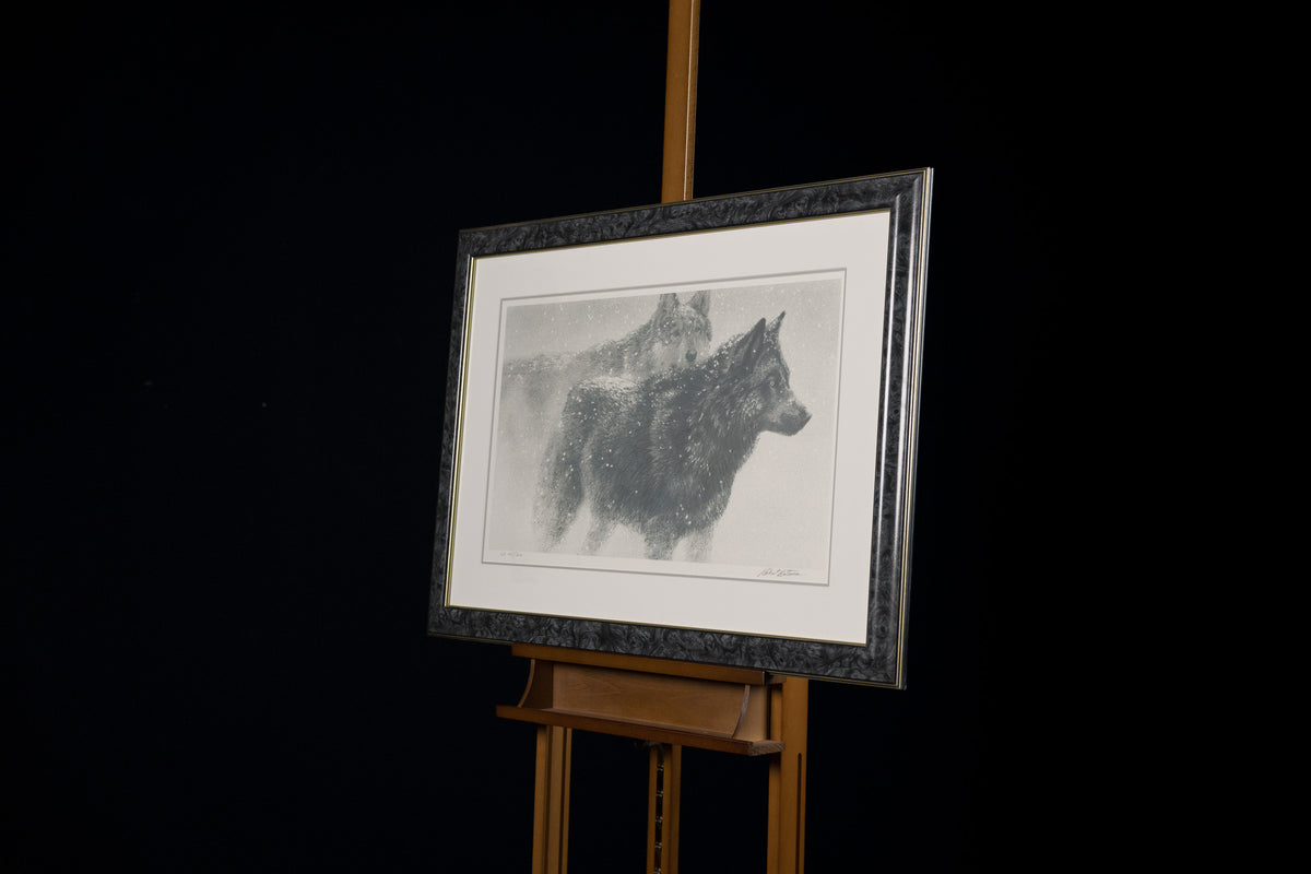 Robert Bateman, "Wolf Pair In Winter CE 125/200," detail view, offset lithograph