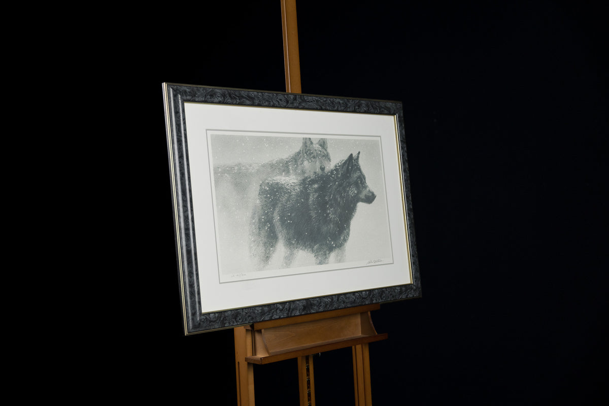 Robert Bateman, "Wolf Pair In Winter CE 125/200," detail view, offset lithograph