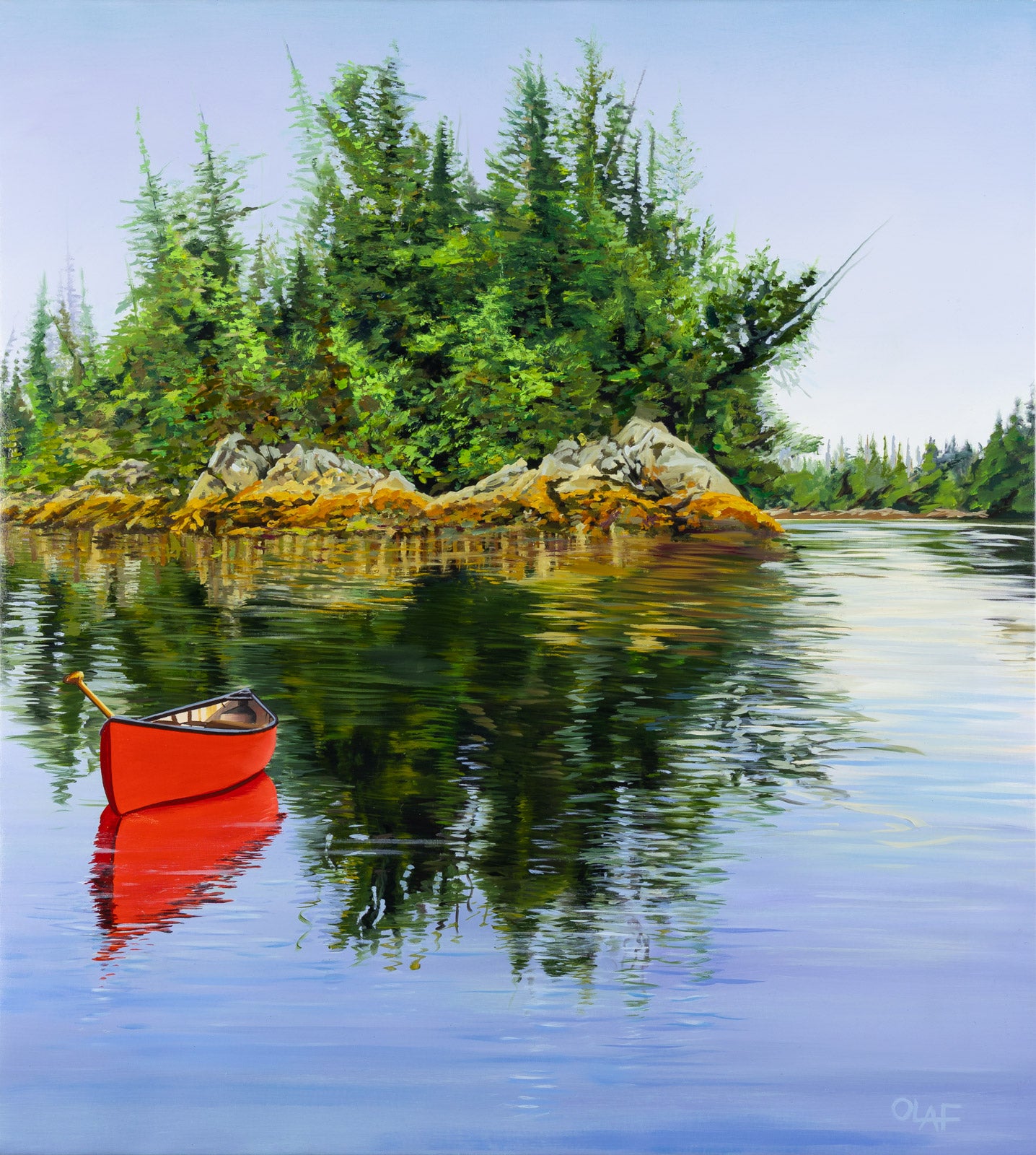 Landscape “Gliding Through The Pinckerton Islands” by Olaf Schneider – oil on canvas.