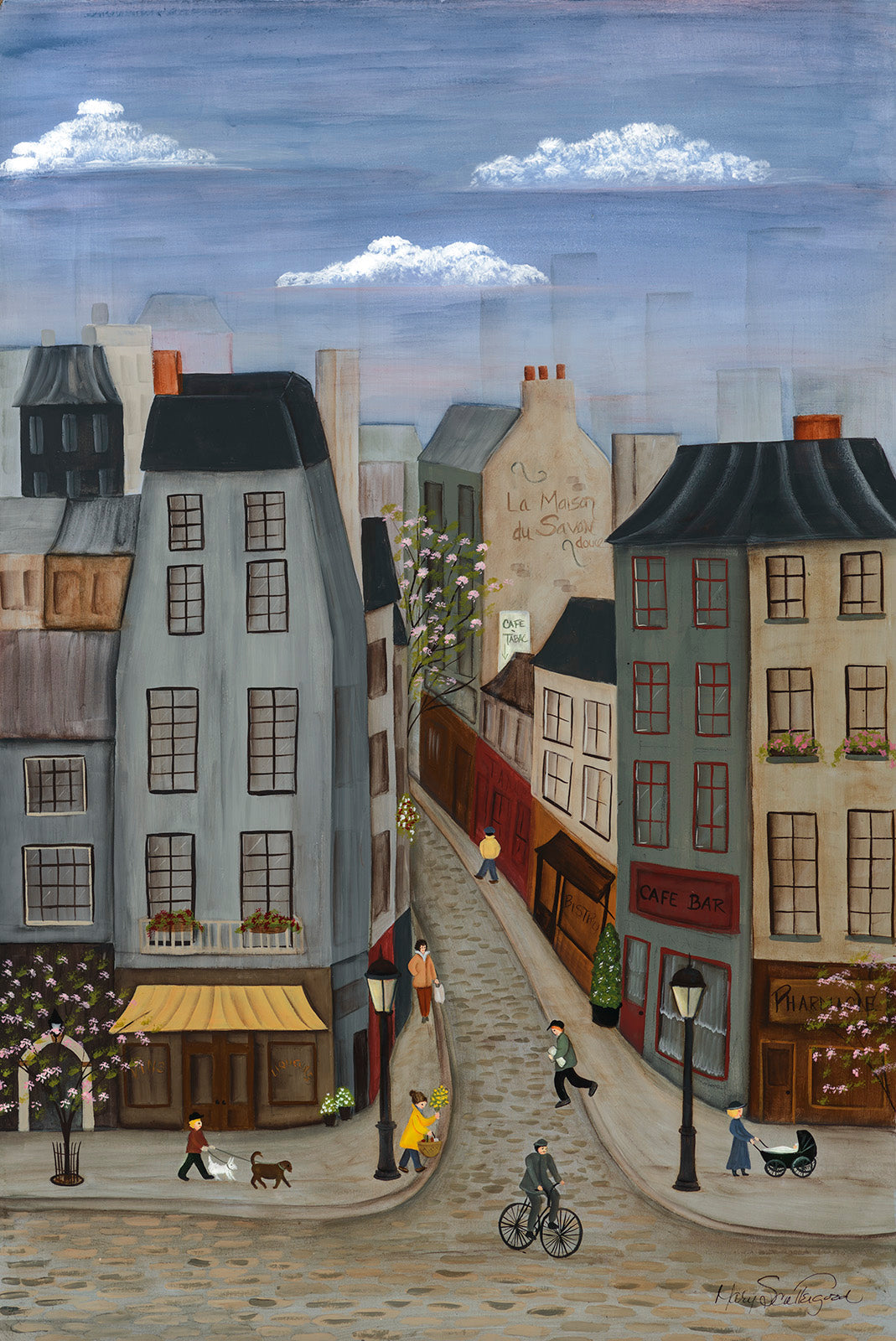 Cityscape “Au Printemps” by Mary Scattergood – acrylic on board.