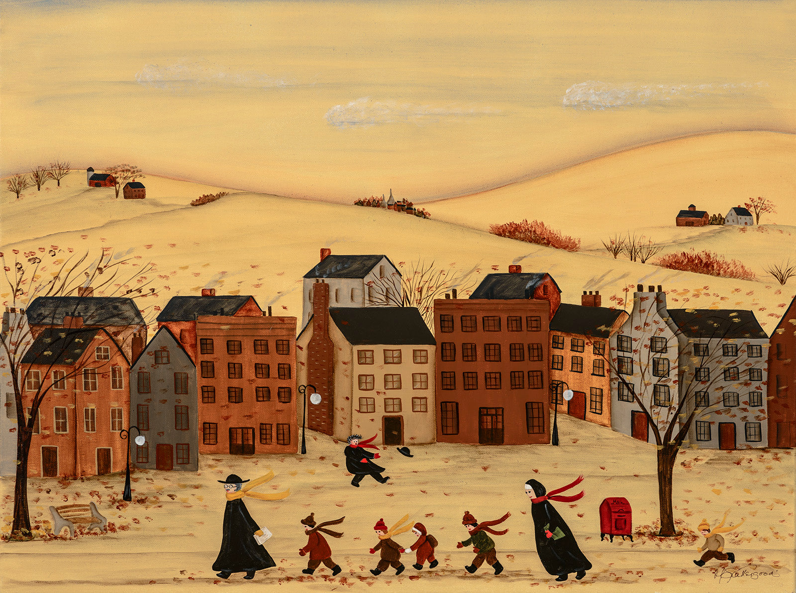 Cityscape “Heading Home” by Mary Scattergood – acrylic on canvas.