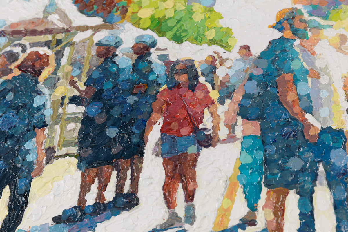 Susan Gale, "Coming Together," detail 2, acrylic on panel