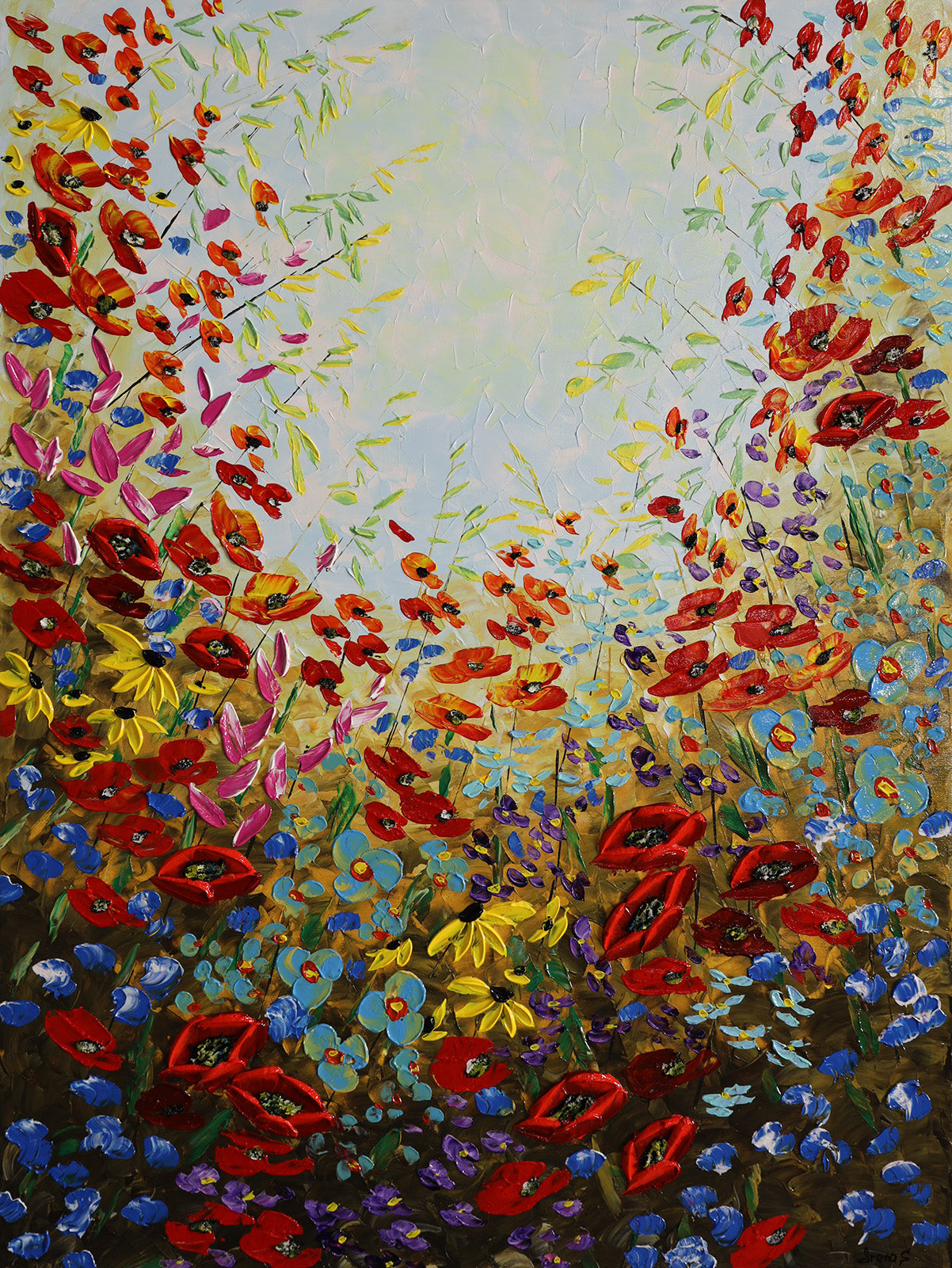 Floral “Hot & Cold In One” by Irena Sherstyuk – acrylic on canvas.