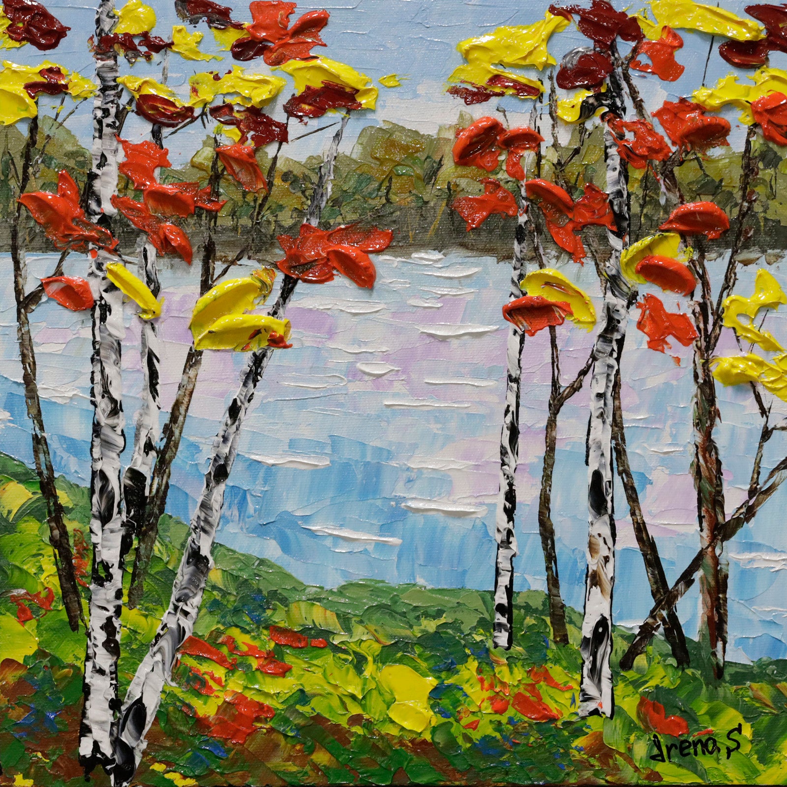 Landscape “Autumn Song” by Irena Sherstyuk – acrylic on canvas.