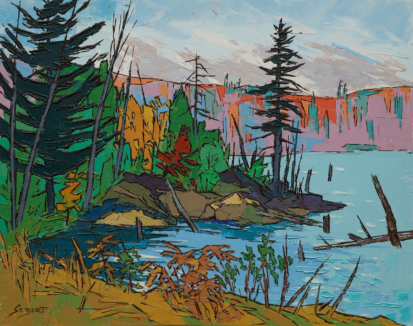Landscape “Autumn Evening Haliburton” by Josh Silburt – oil on panel.