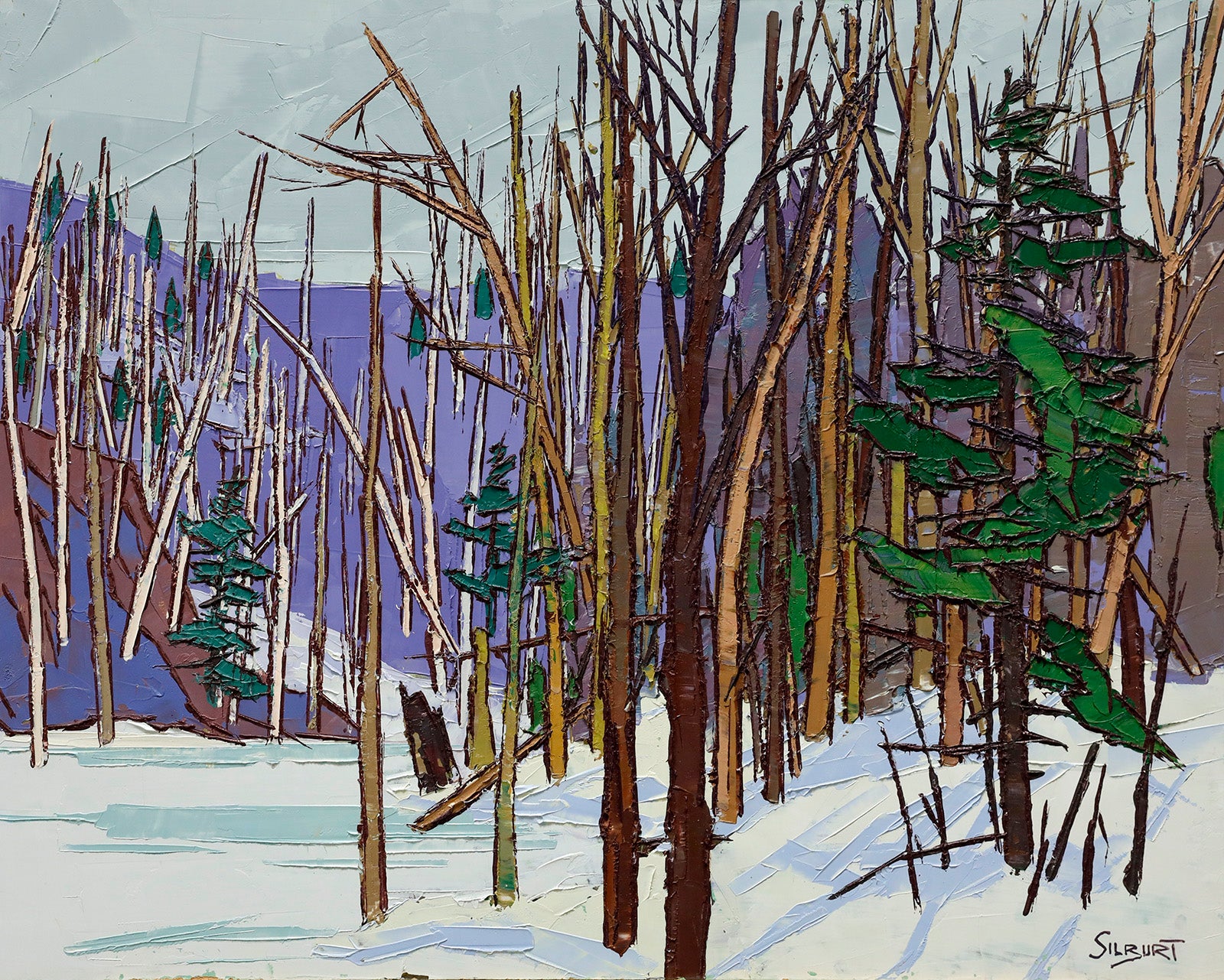 Landscape “Winter Hills-Huntsville” by Josh Silburt – oil on panel.