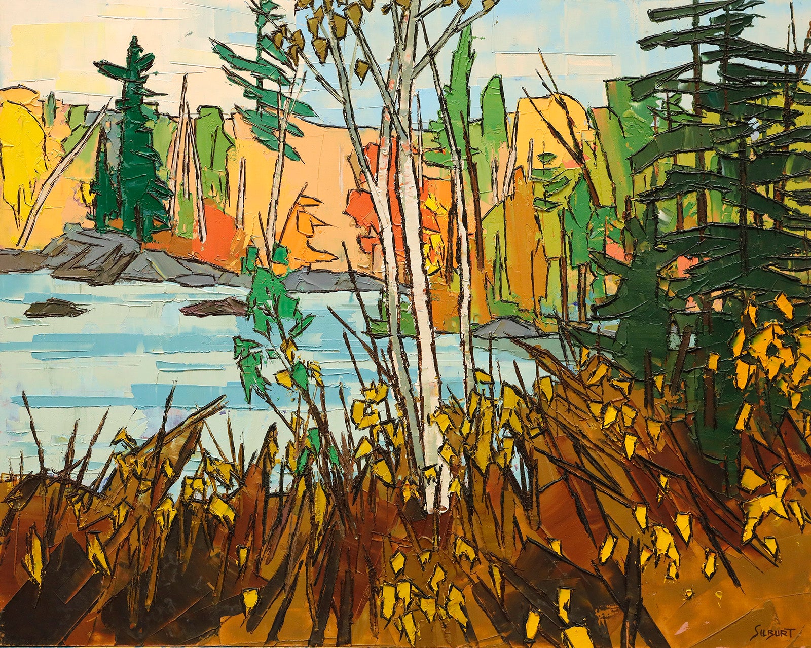 Landscape “Dull Day, Bancroft” by Josh Silburt – oil on panel.