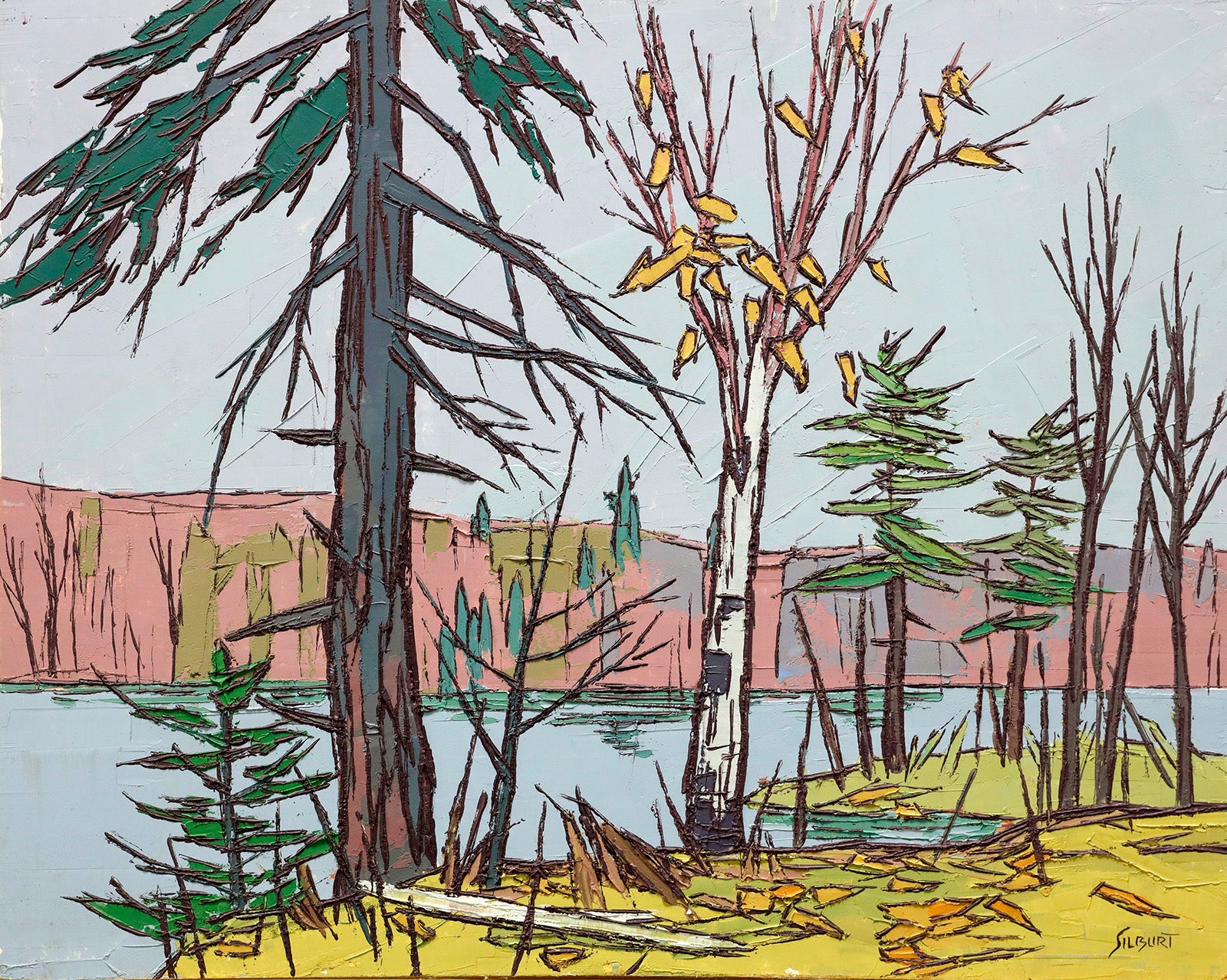 Landscape “Warm Autumn Day” by Josh Silburt – oil on panel.
