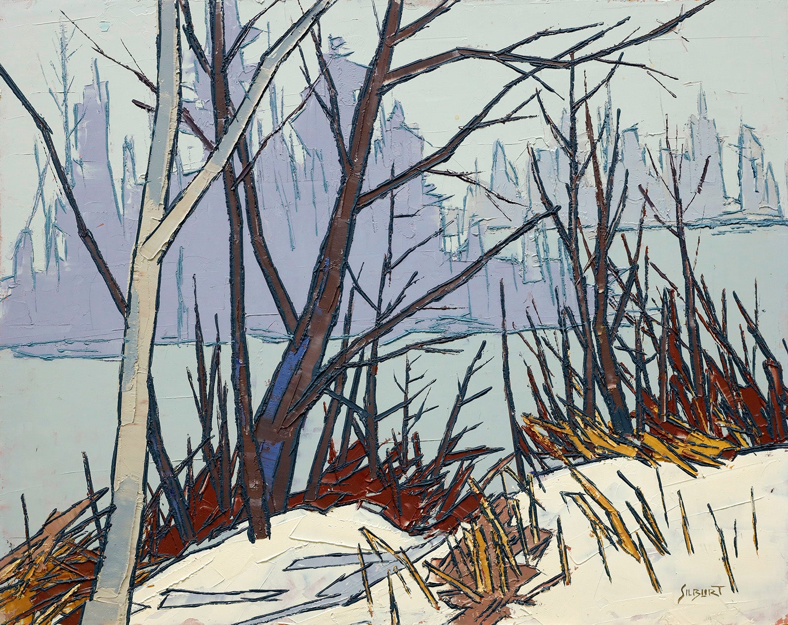 Landscape “Misty Morn” by Josh Silburt – oil on panel.