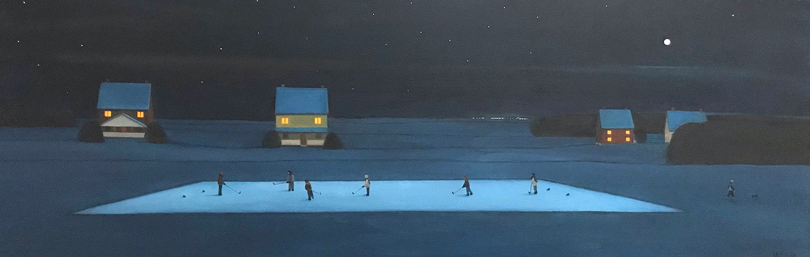 Landscape “Quiet Night” by Momcilo Simic – oil on canvas.