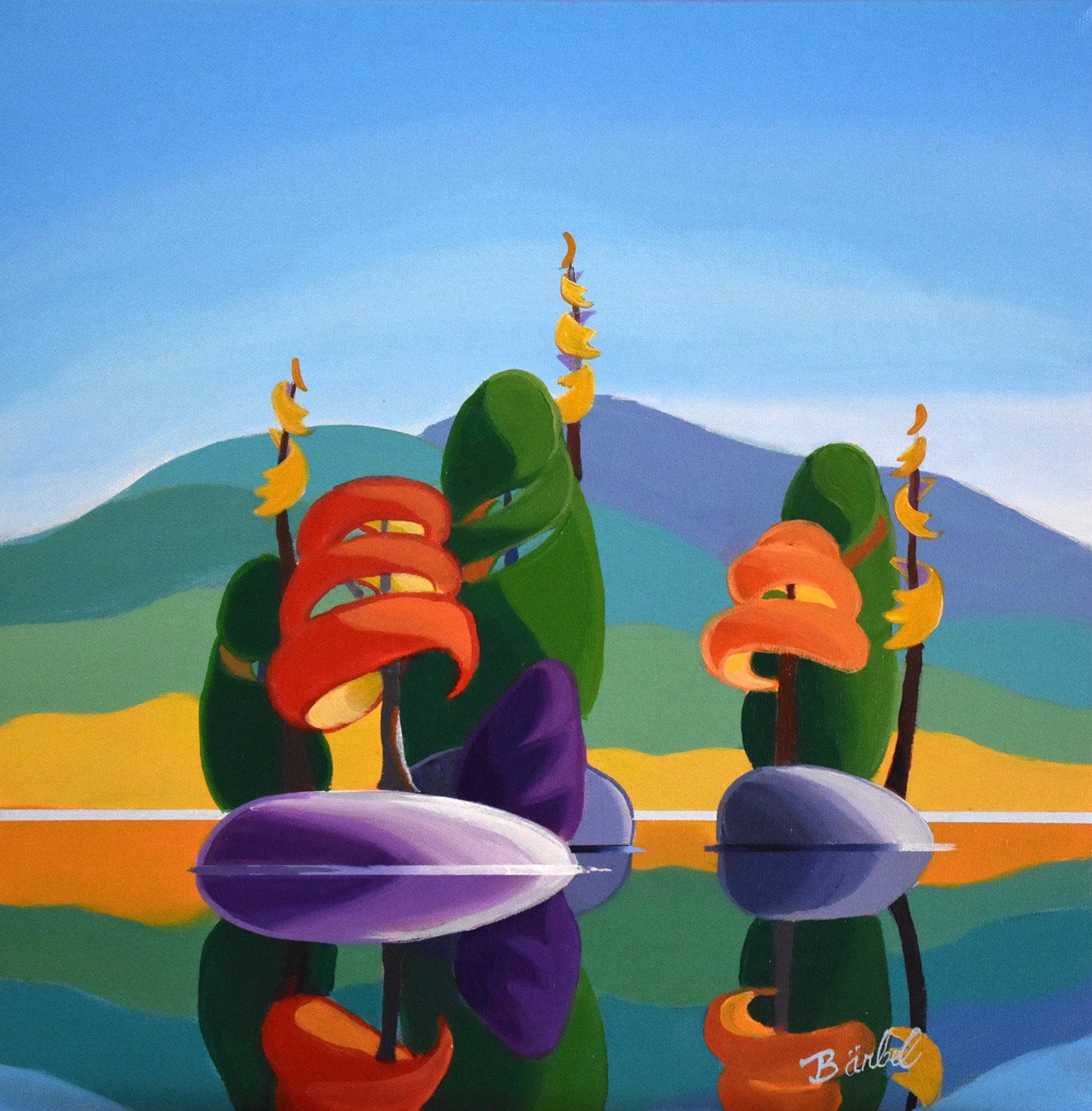 Landscape “Island Minuet” by Barbel Smith – acrylic on canvas.