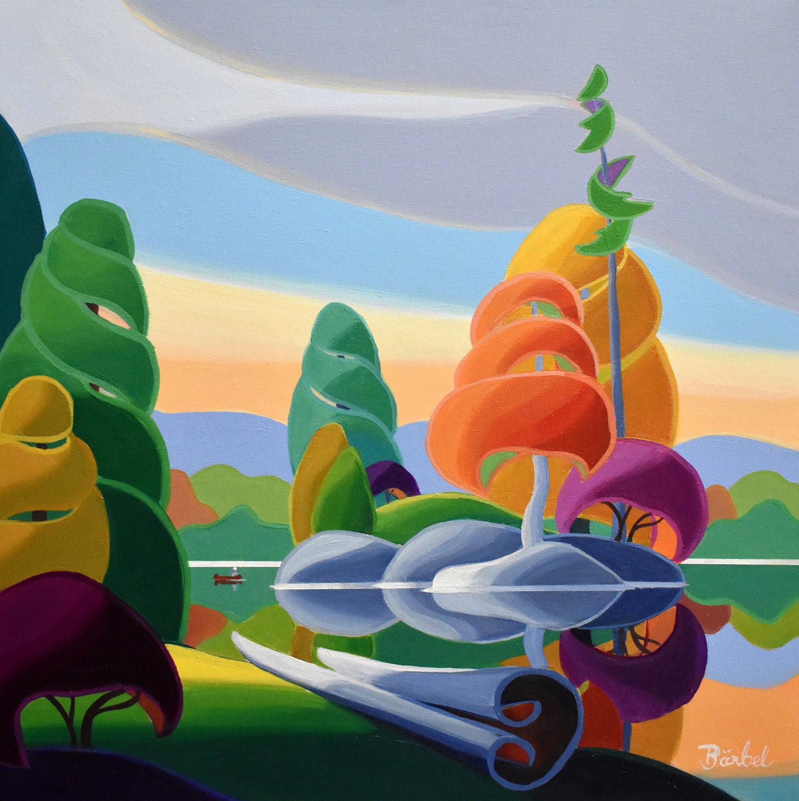 Landscape “Autumn's Gifts” by Barbel Smith – acrylic on canvas.
