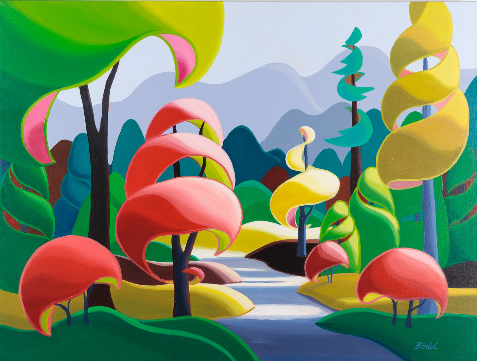 Landscape “Harvest Dance” by Barbel Smith – acrylic on canvas.