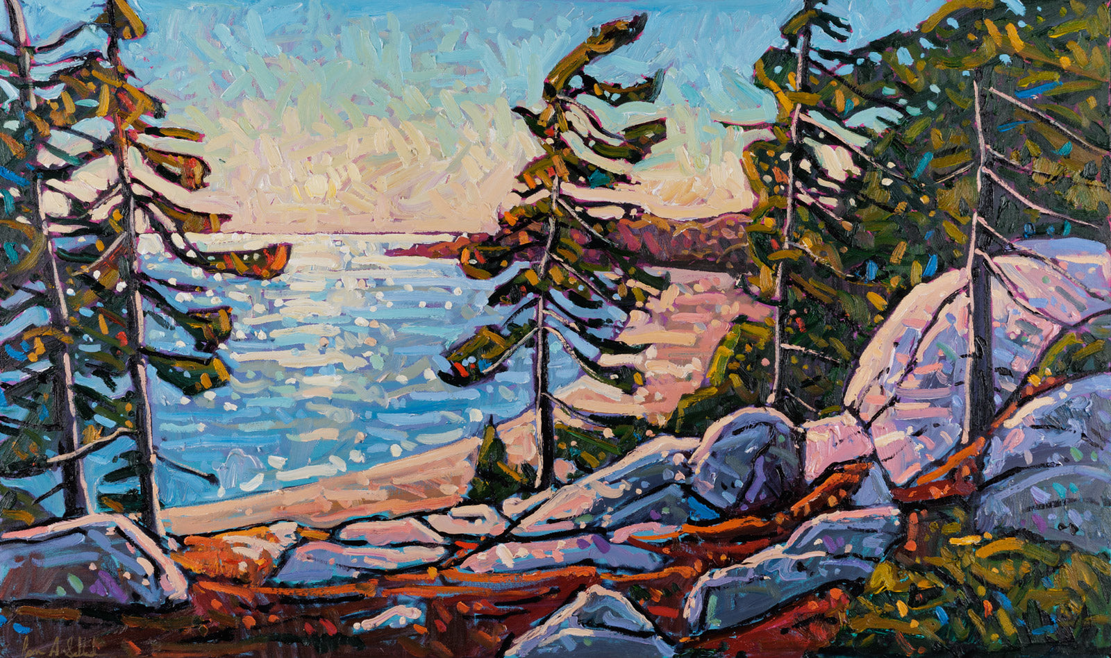 Landscape “Enticing Shore, Killbear Park” by Ryan Sobkovich – oil on canvas.