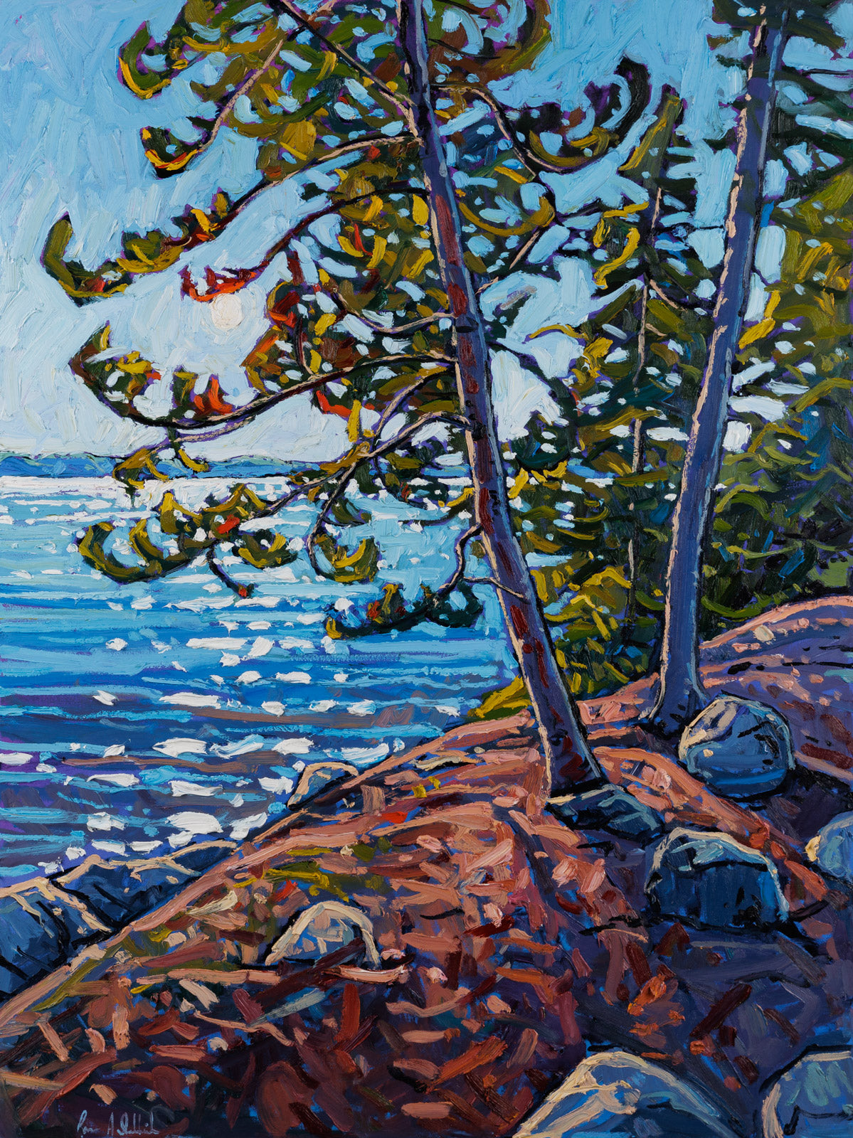 Landscape “Shimmering Light Over The Lake” by Ryan Sobkovich – oil on canvas.