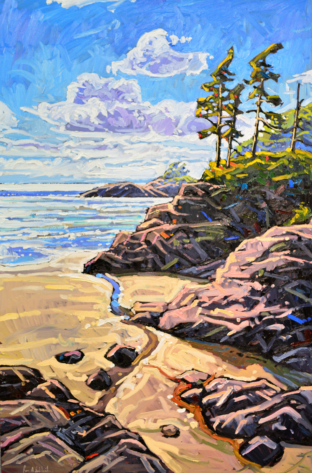 Landscape “Enticing Shores, Vancouver Island” by Ryan Sobkovich – oil on canvas.