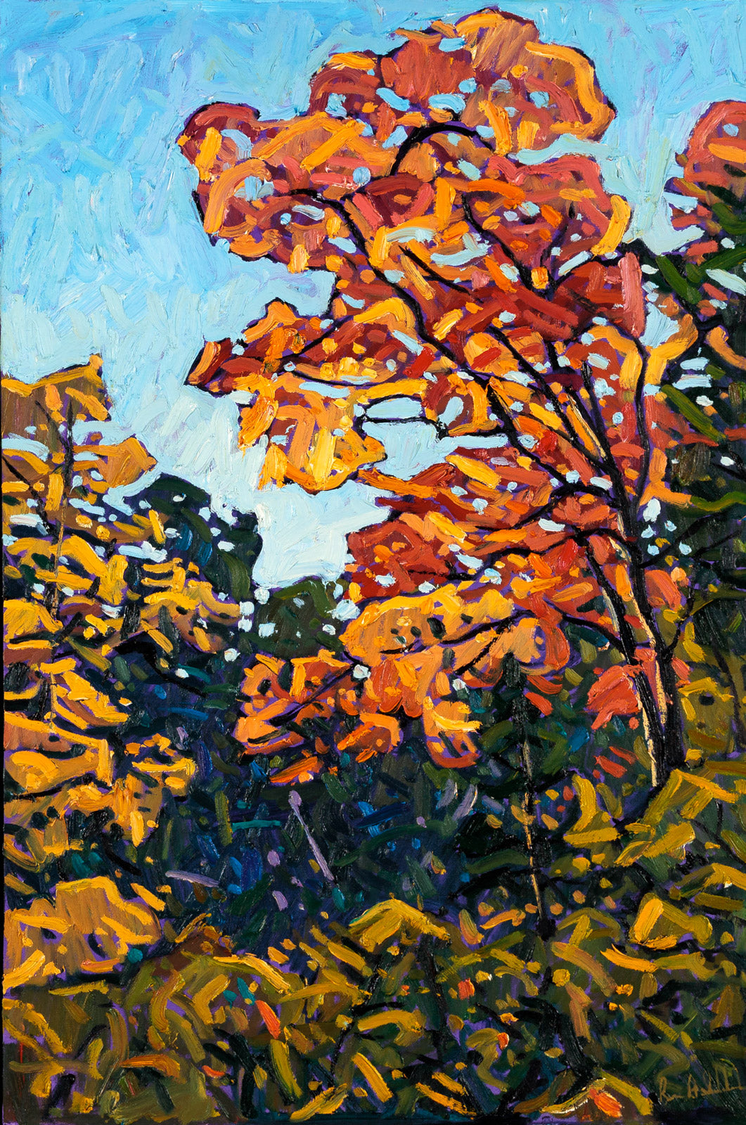Landscape “Vibrant Fall Colours, Muskoka” by Ryan Sobkovich – oil on canvas.
