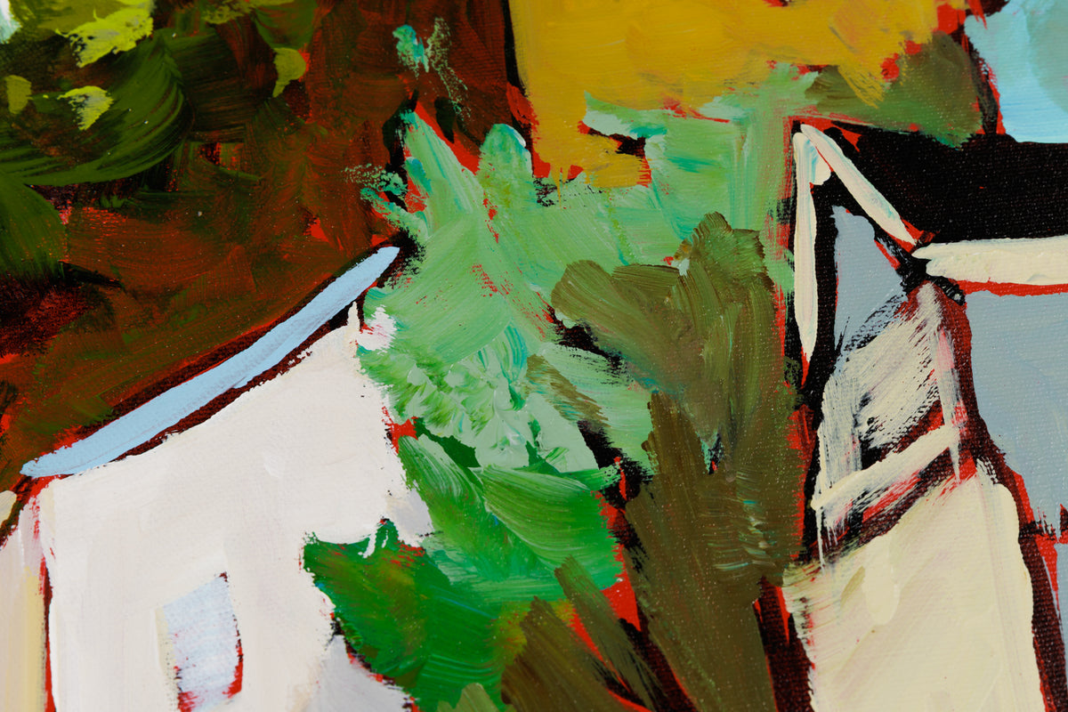 Sacha Barrette, "Ruelle Cloture Noire," detail view, acrylic on canvas