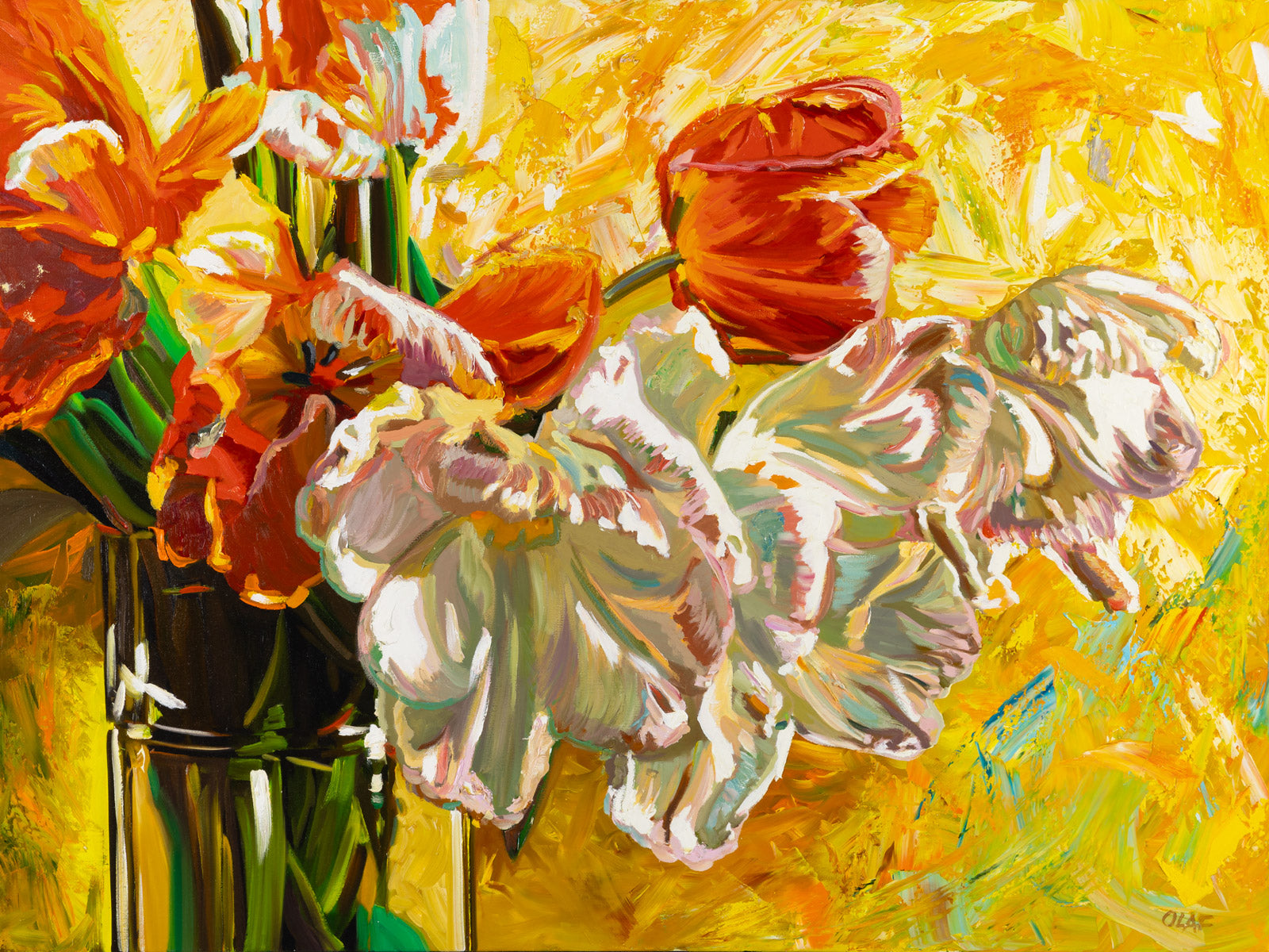 Floral “Morning Bloom” by Olaf Schneider – oil on canvas.