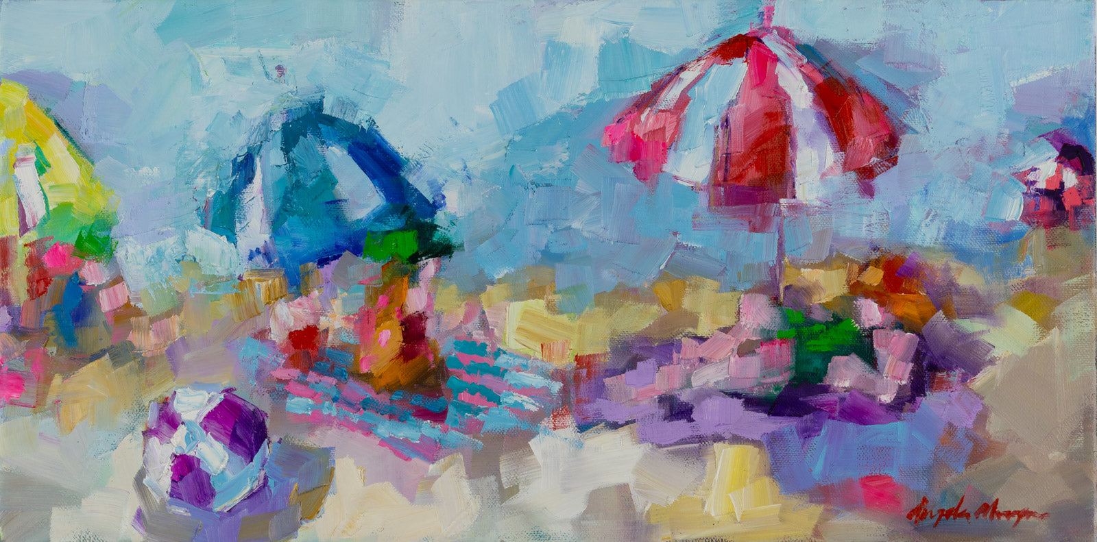 Figurative “Study: Beach Happy” by Angela Morgan – oil on canvas.