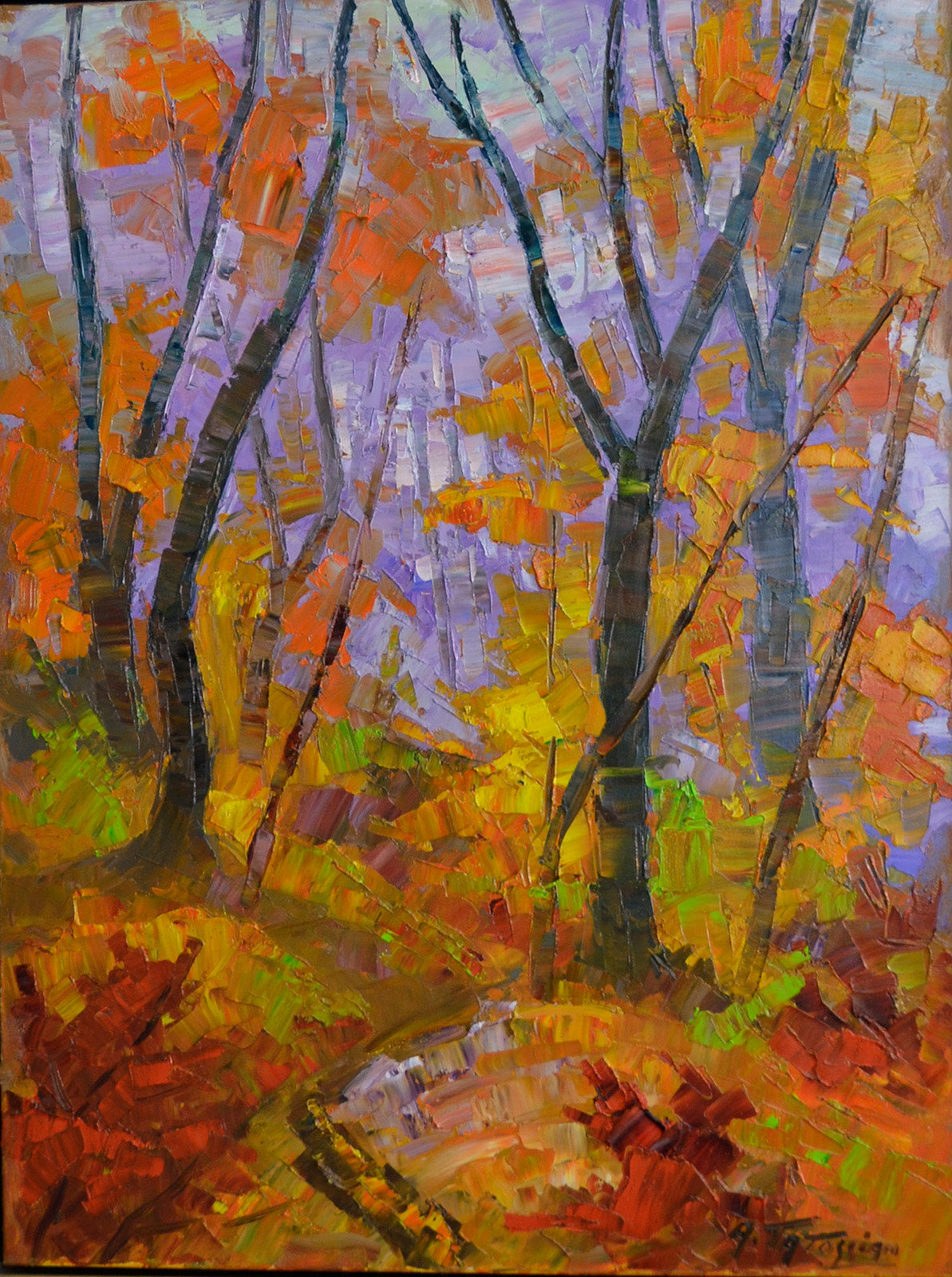 Landscape “Sous-Bois” by Armand Tatossian – oil on canvas.