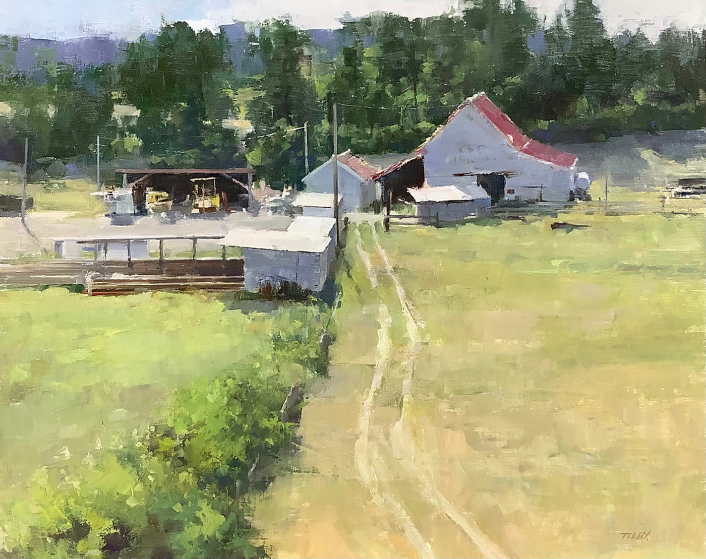 Landscape “The Farm” by Deborah Tilby – oil mounted linen.