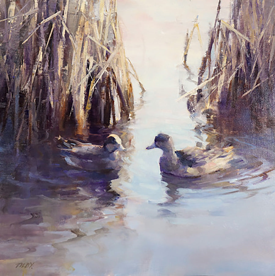 Animals “Two Ducks I” by Deborah Tilby – oil on canvas.