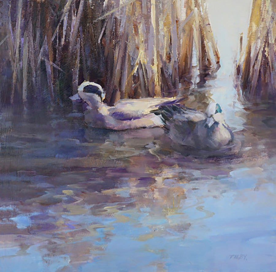 Birds “Two Ducks III” by Deborah Tilby – oil on canvas.