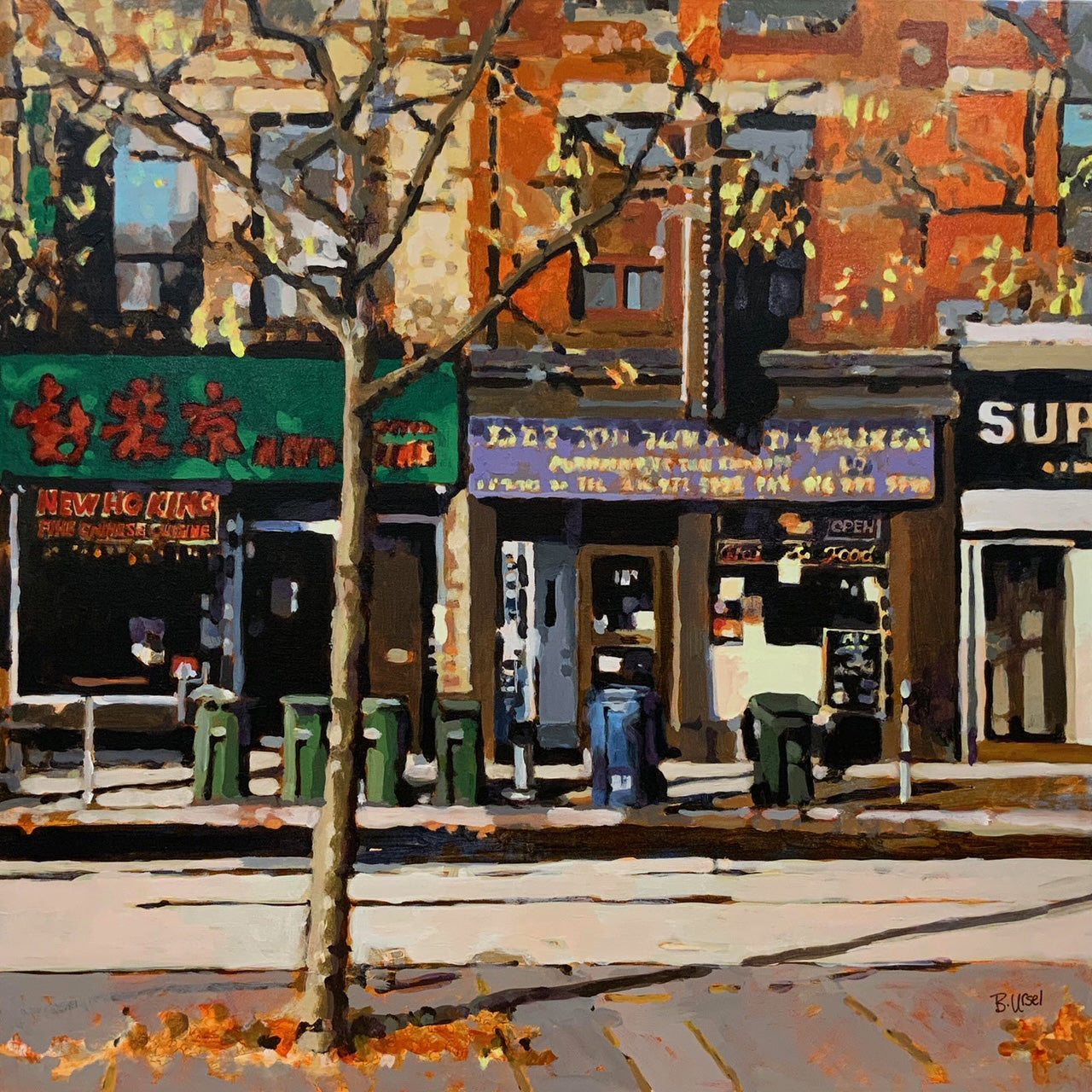 Cityscape “The Lineup” by Barbara Ursel – acrylic on canvas.
