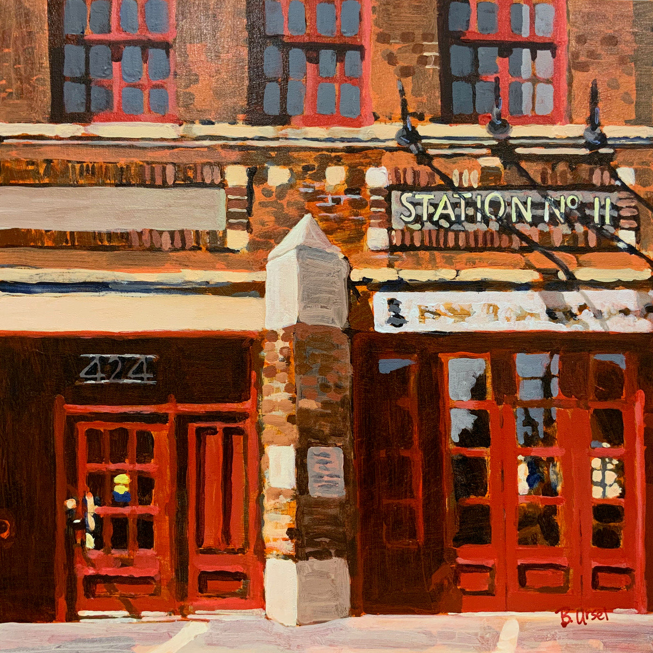 Cityscape “Station No. 11” by Barbara Ursel – acrylic on canvas.