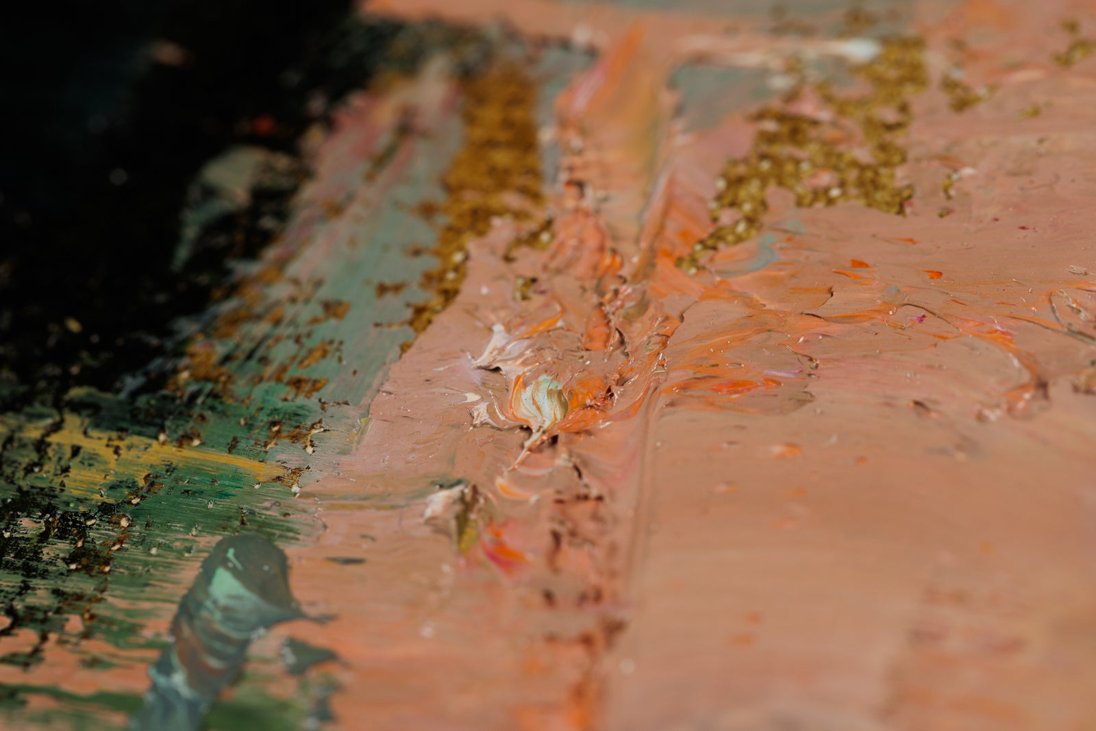 Vitaly Gunaza, "Traces," detail view, oil on mounted linen