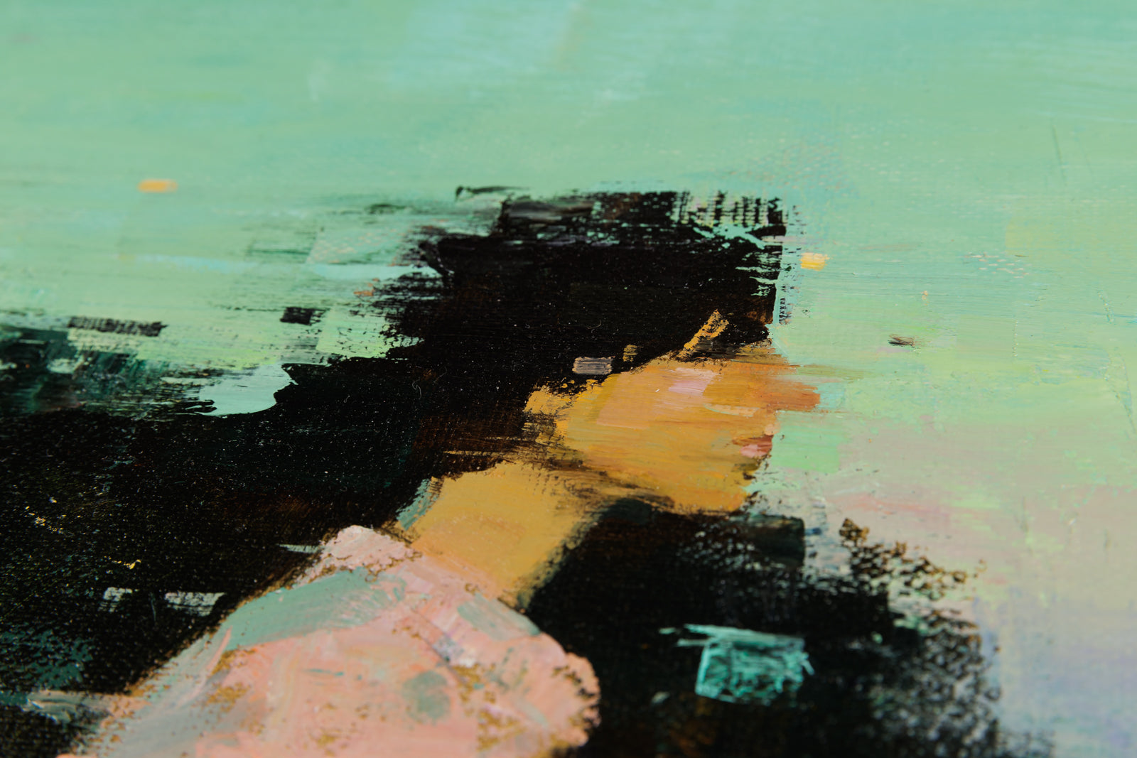 Vitaly Gunaza, "Traces," detail view, oil on mounted linen