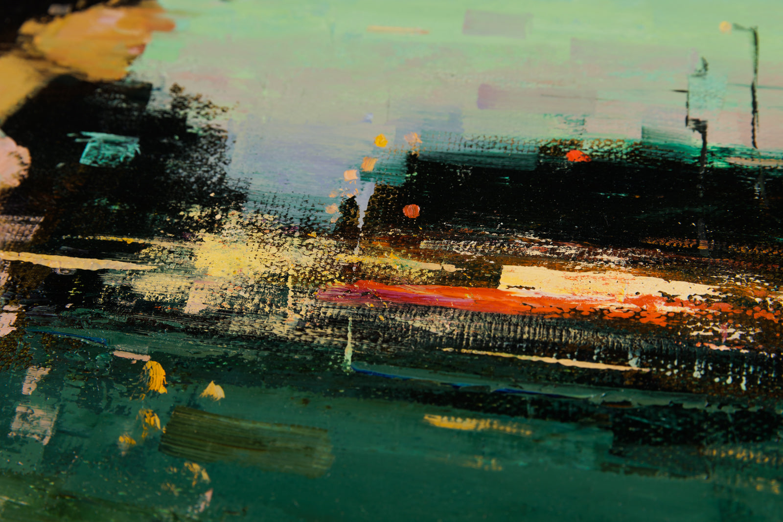 Vitaly Gunaza, "Traces," detail view, oil on mounted linen