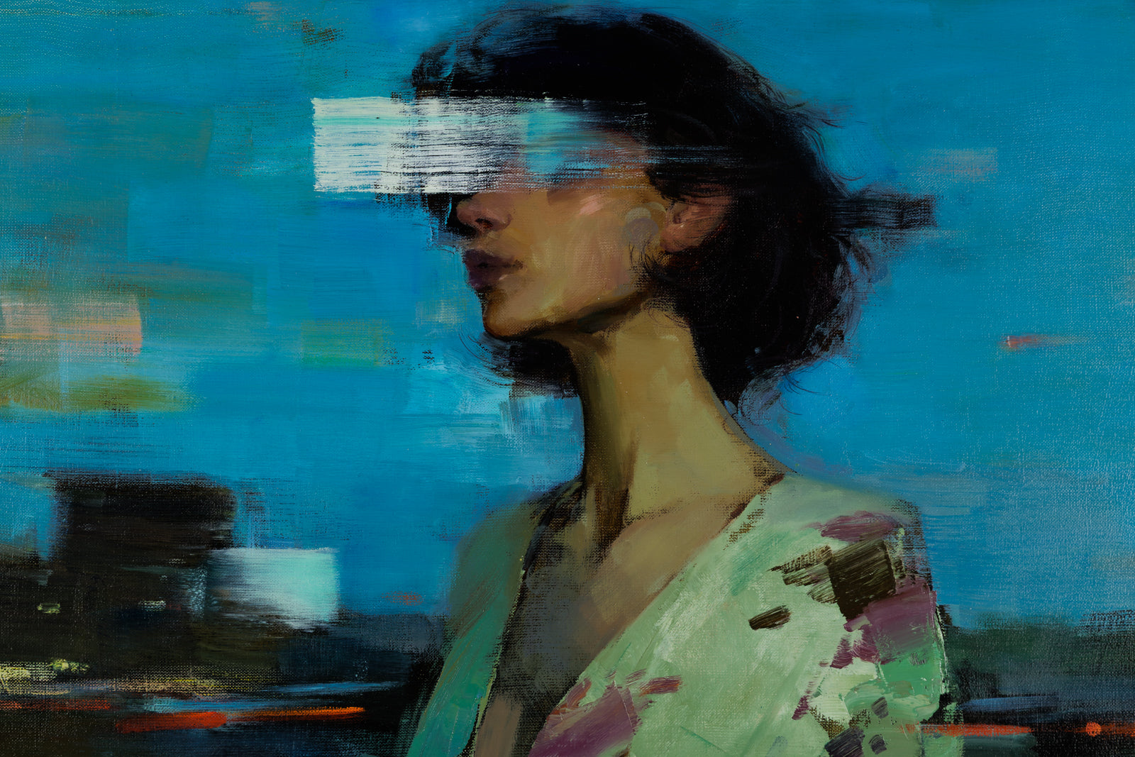 Vitaly Gunaza, "Connection," detail view, oil on canvas