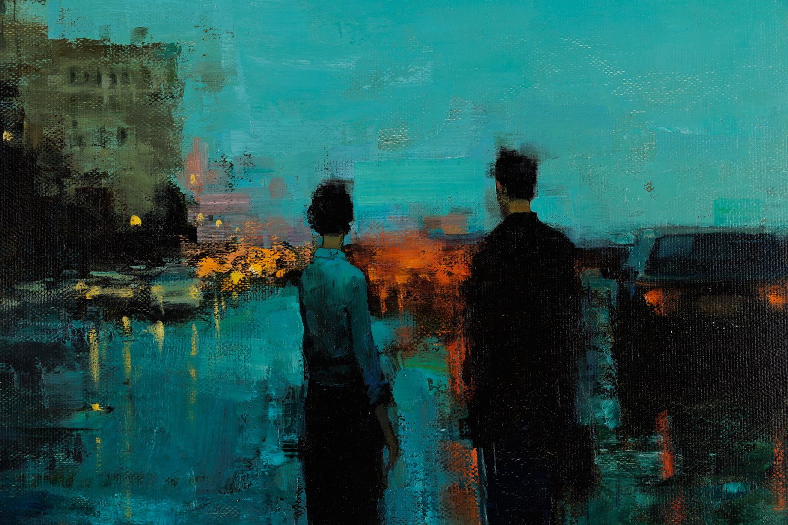 Vitaly Gunaza, "To Be Here," detail view, oil on mounted linen