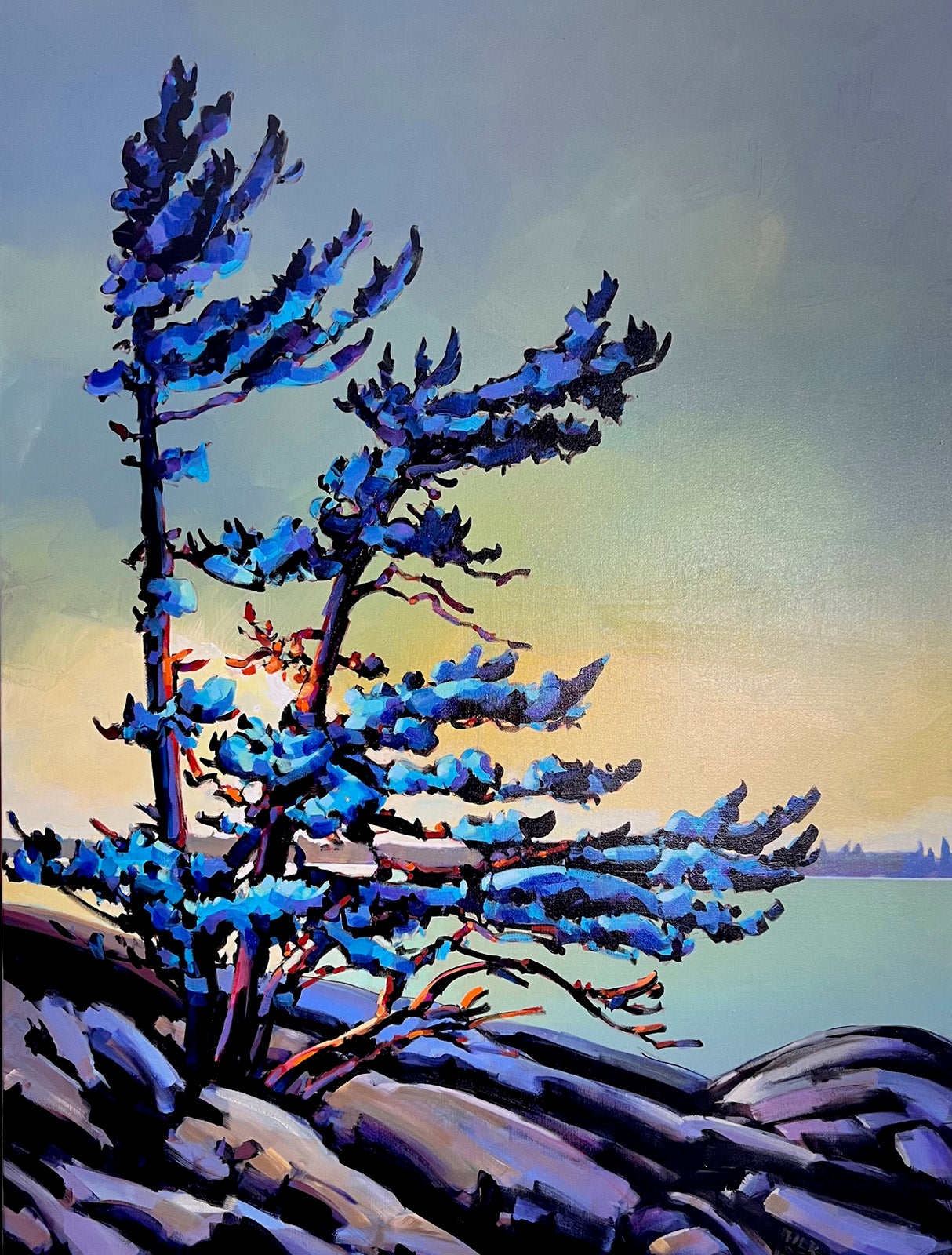Landscape “A Slash Of Blue” by Jerzy Werbel – acrylic on canvas.