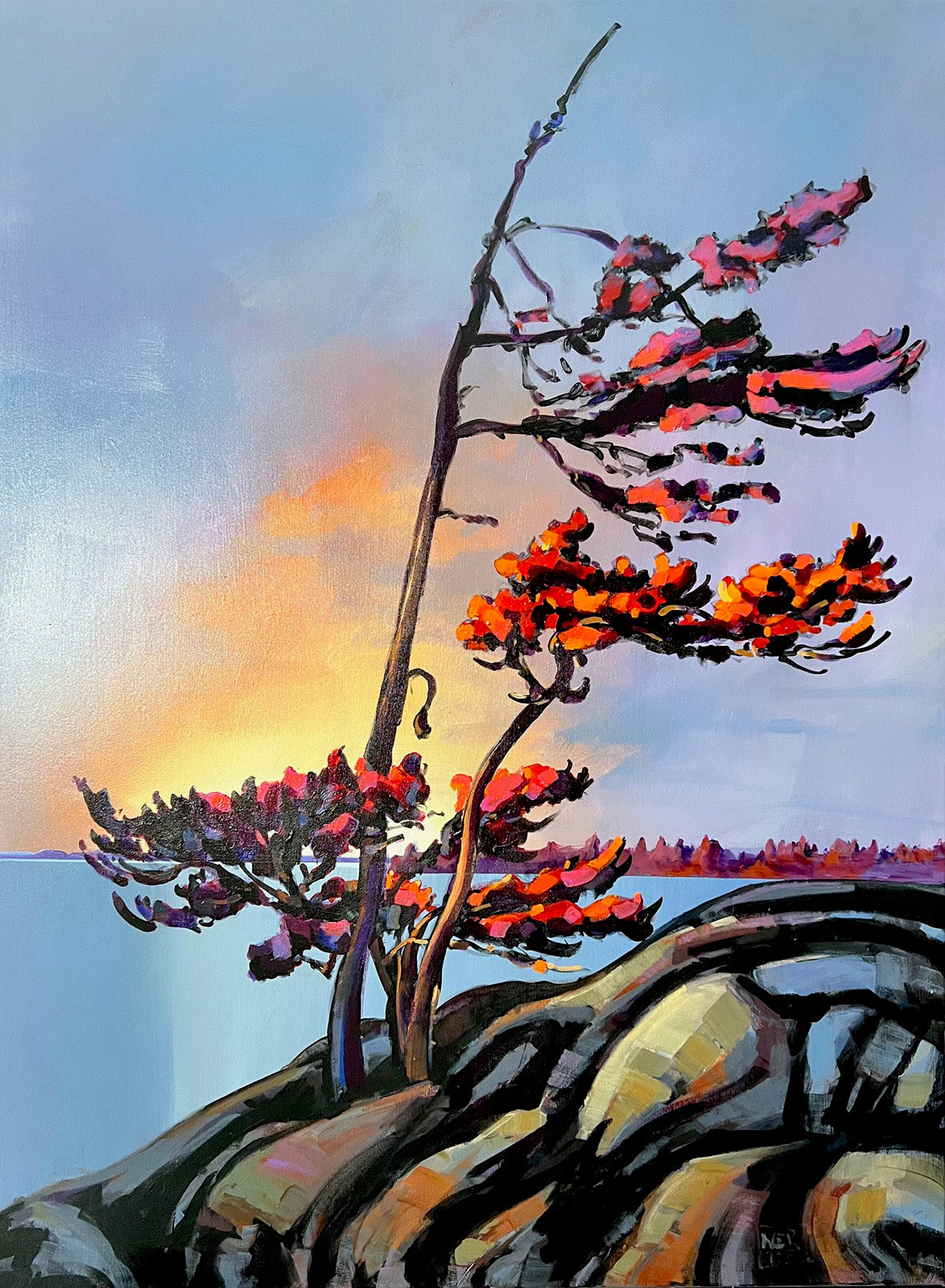 Landscape “A Fresh Wind” by Jerzy Werbel – acrylic on canvas.