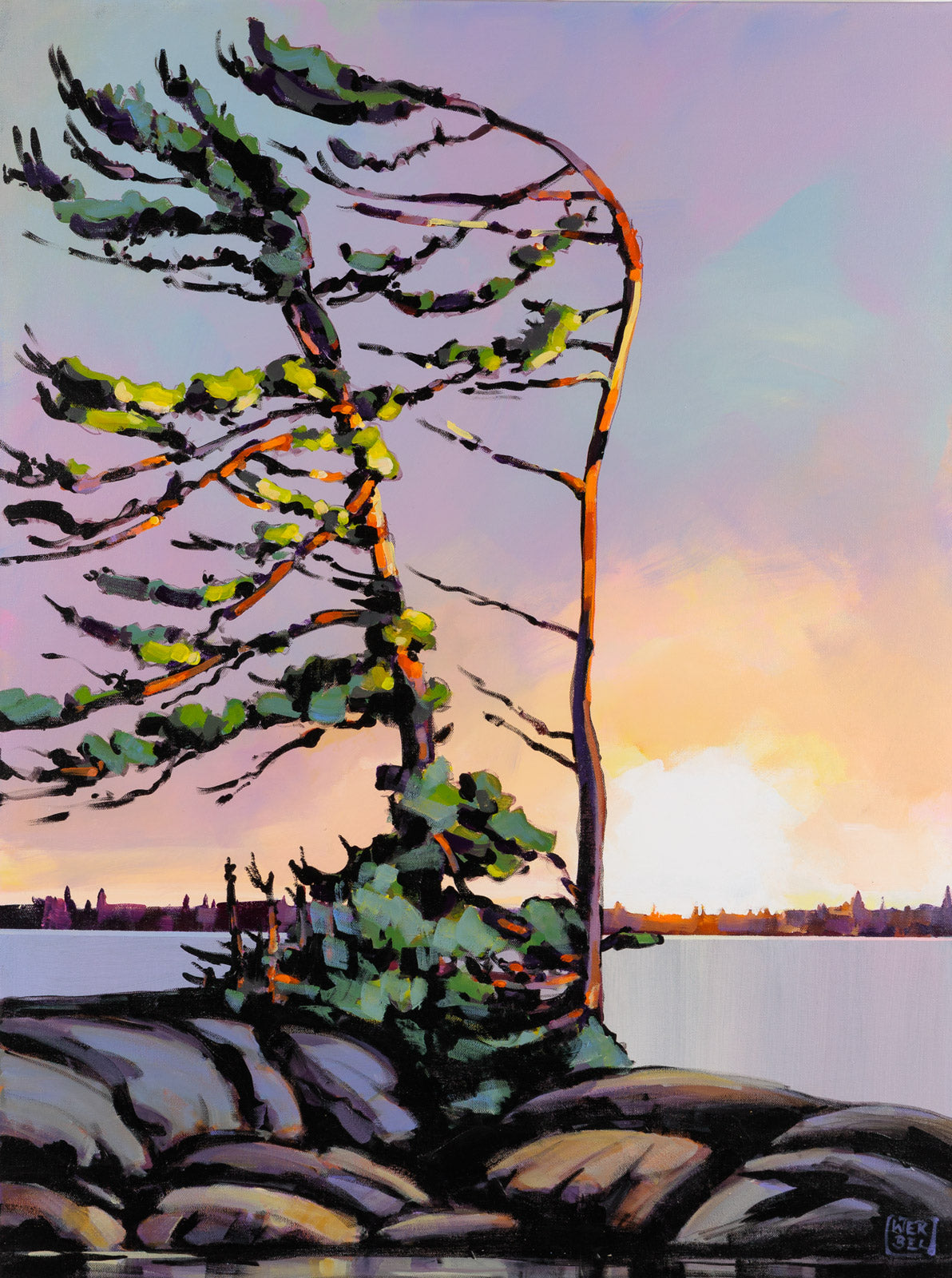 Landscape “Golden Amber” by Jerzy Werbel – acrylic on canvas.