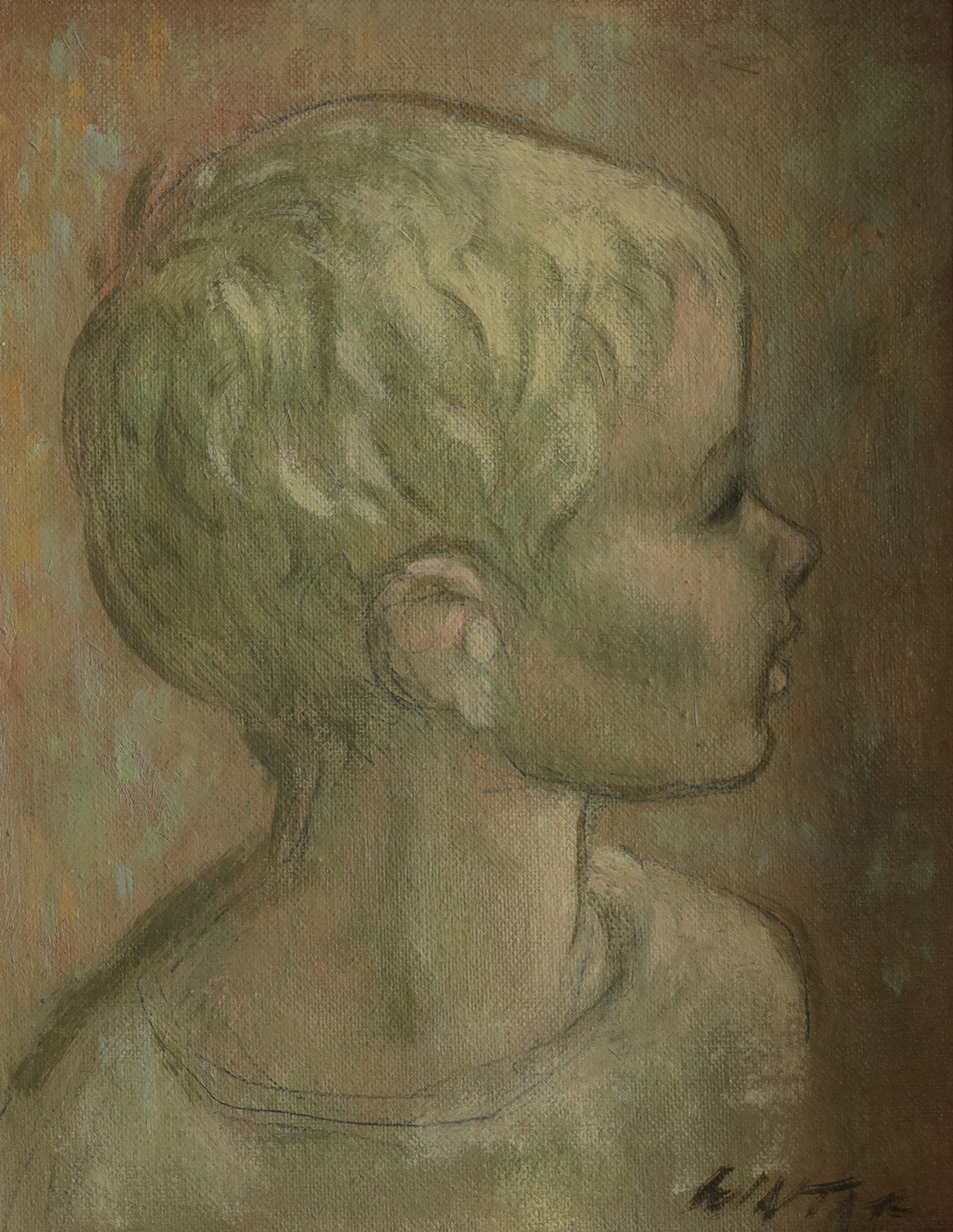 Figurative “Untitled Child's Head” by William Winter – oil on panel.