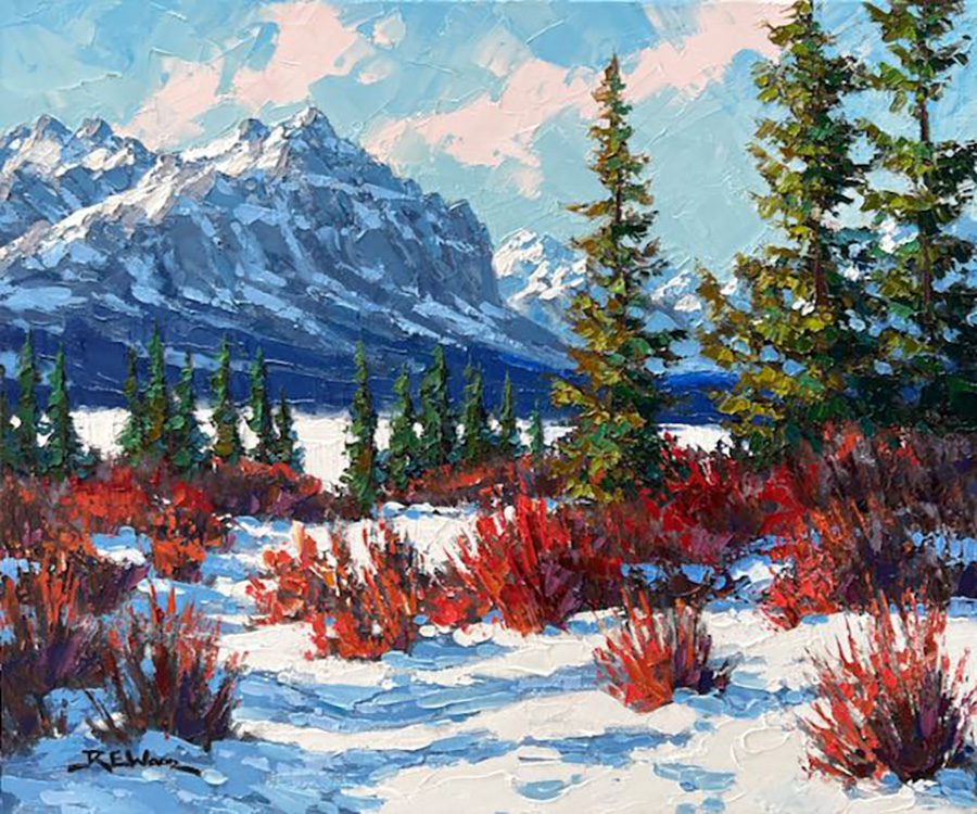 Landscape “Winter Willows (Ya Ha Tinda)” by Robert E. Wood – oil on canvas.
