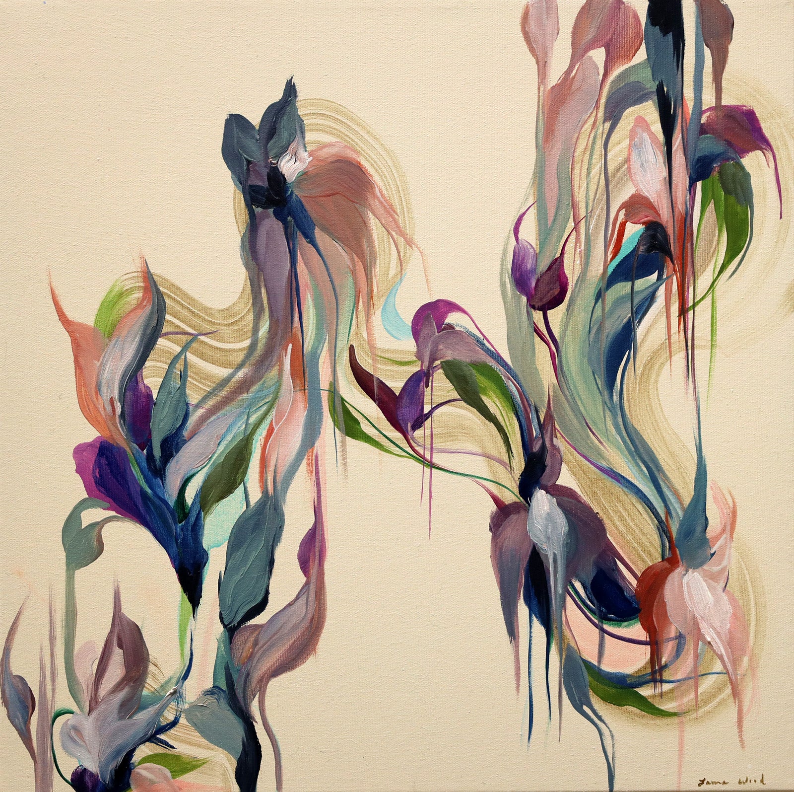 Abstracts “Melody” by Laura Wood – mixed media on canvas.