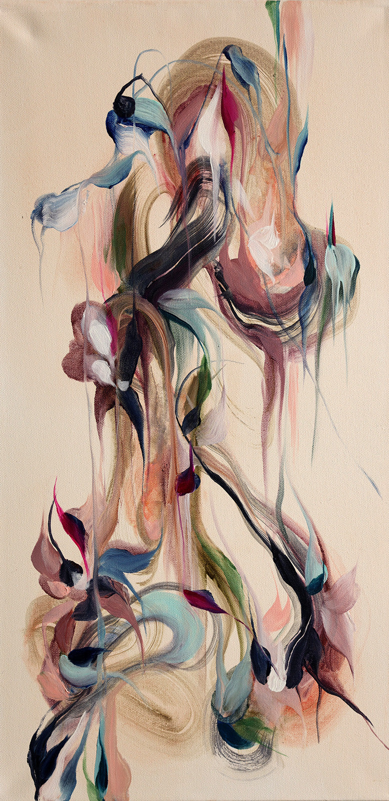 Abstracts “Weaving” by Laura Wood – mixed media on canvas.