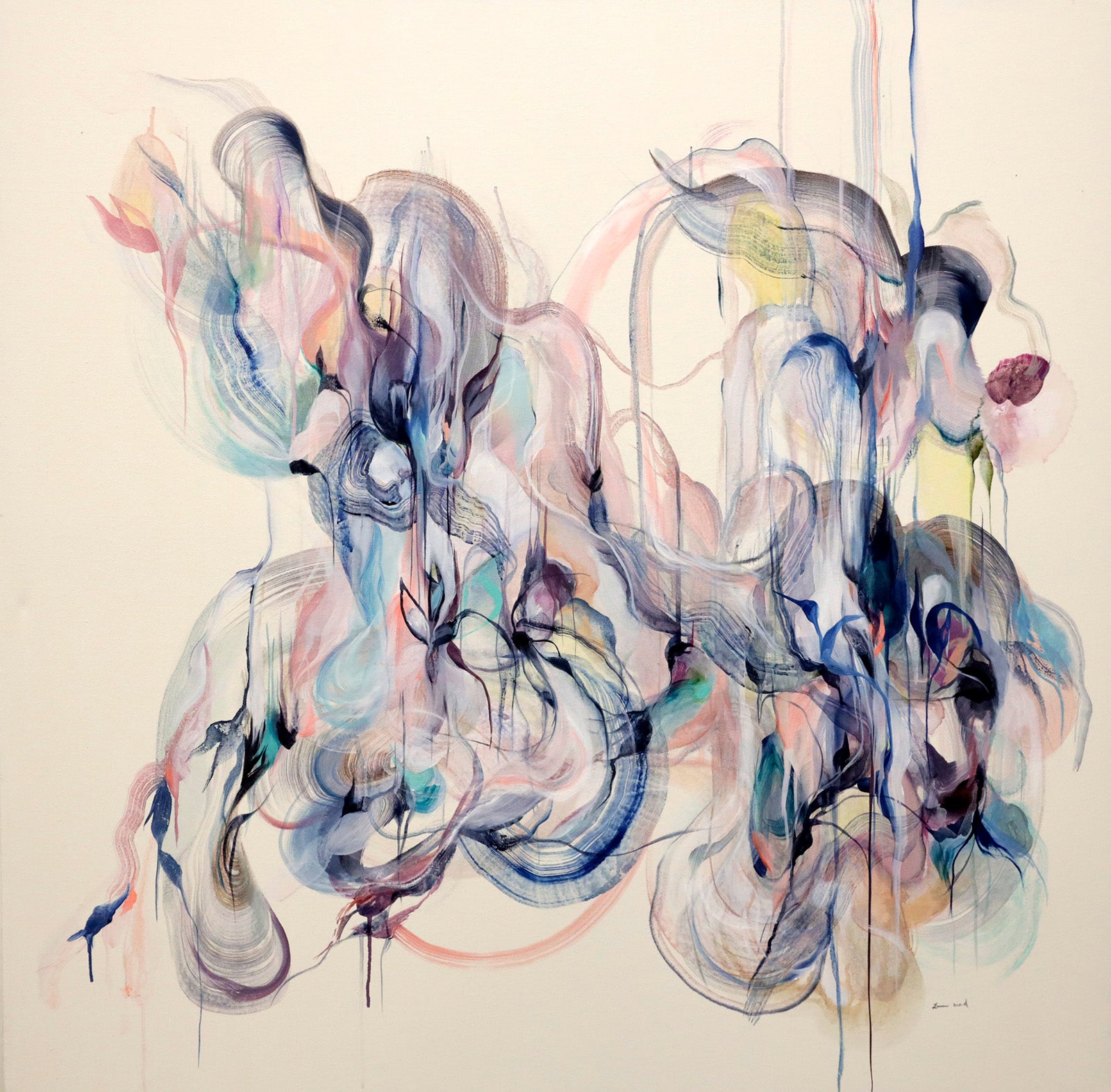 Abstracts “Gentle Souls II” by Laura Wood – mixed media on canvas.