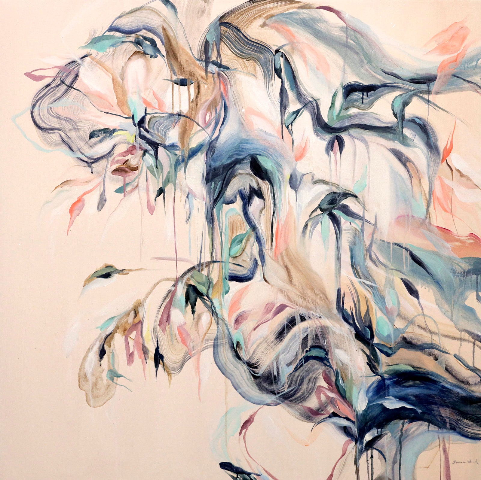 Abstracts “Gentle Souls III” by Laura Wood – mixed media on canvas.
