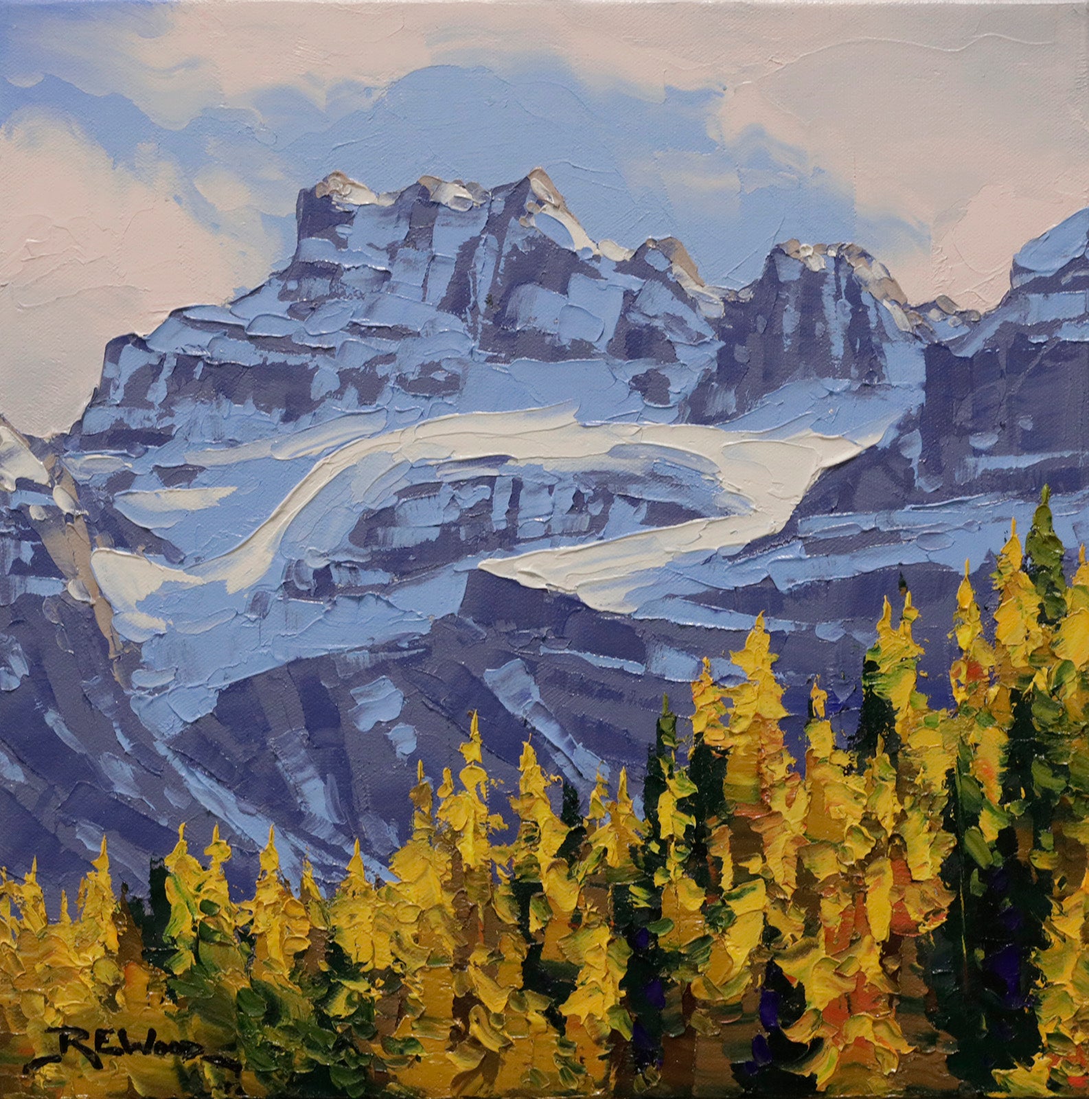 Landscape “Larch Valley Autumn” by Robert E. Wood – oil on canvas.