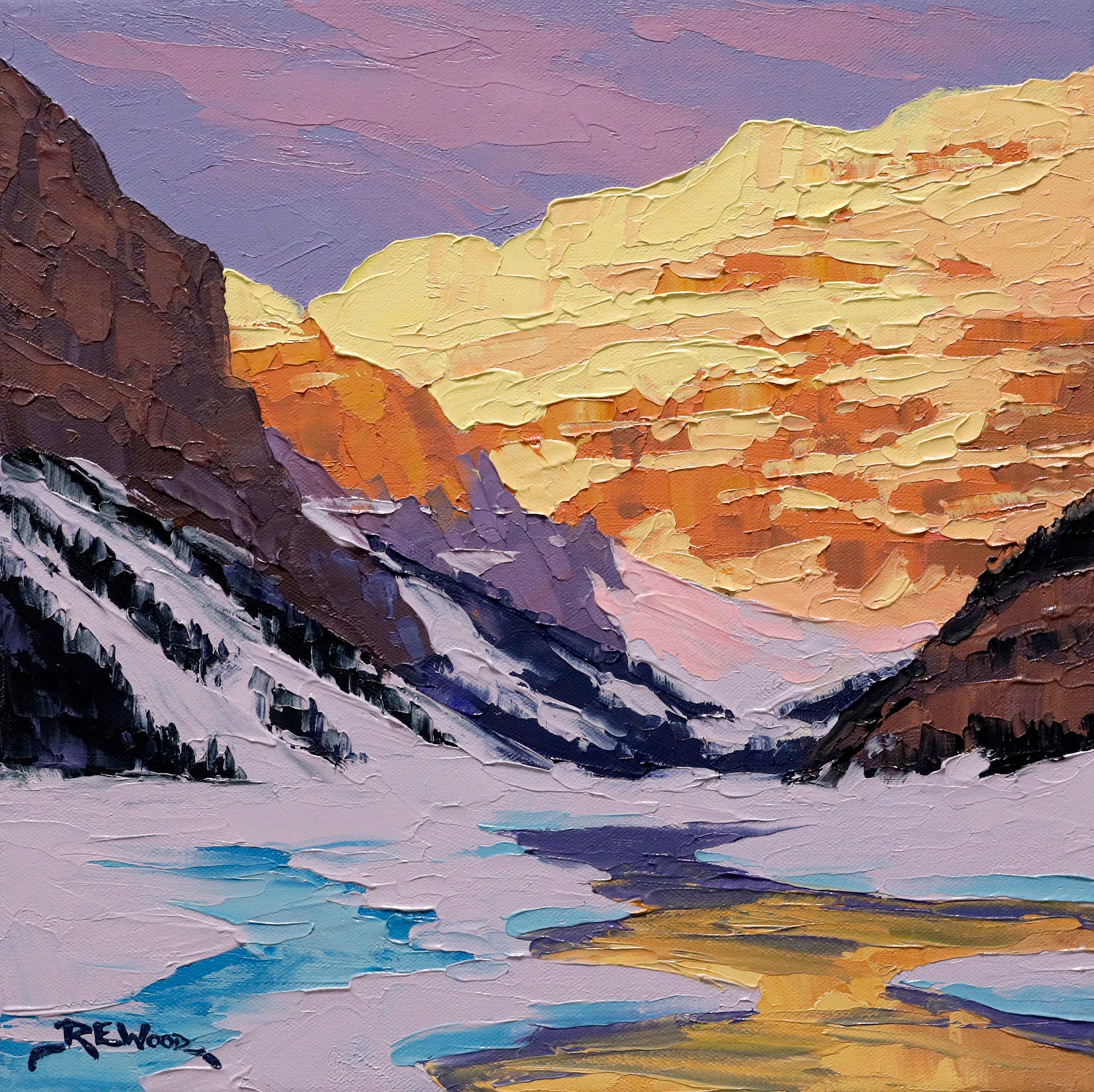 Landscape “Lake Louise Glow” by Robert E. Wood – oil on canvas.