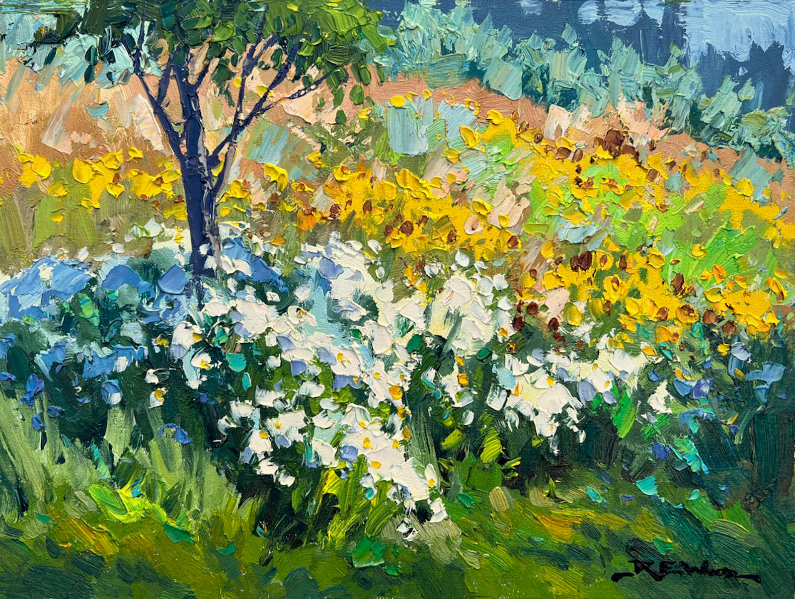 Floral “Sanctuary Gardens” by Robert E. Wood – oil on canvas.