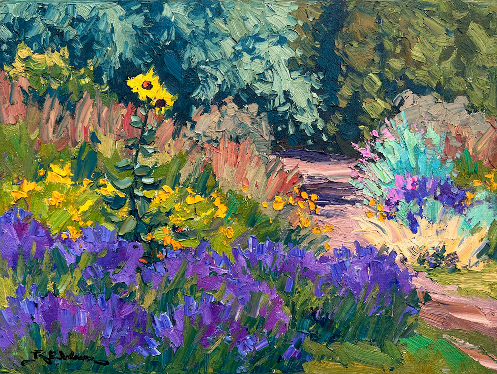Landscape “Lavender Farm Pathway” by Robert E. Wood – oil on canvas.