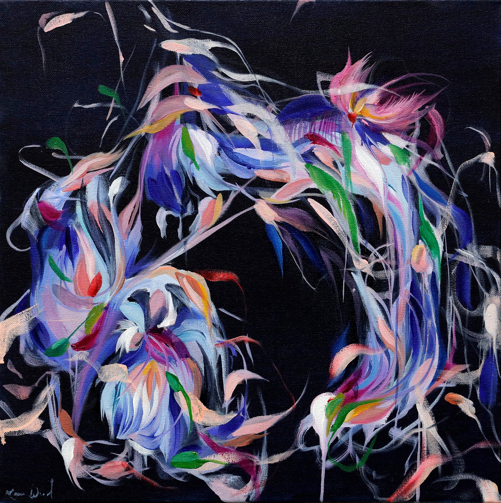 Abstracts “Embrace” by Laura Wood – acrylic on canvas.